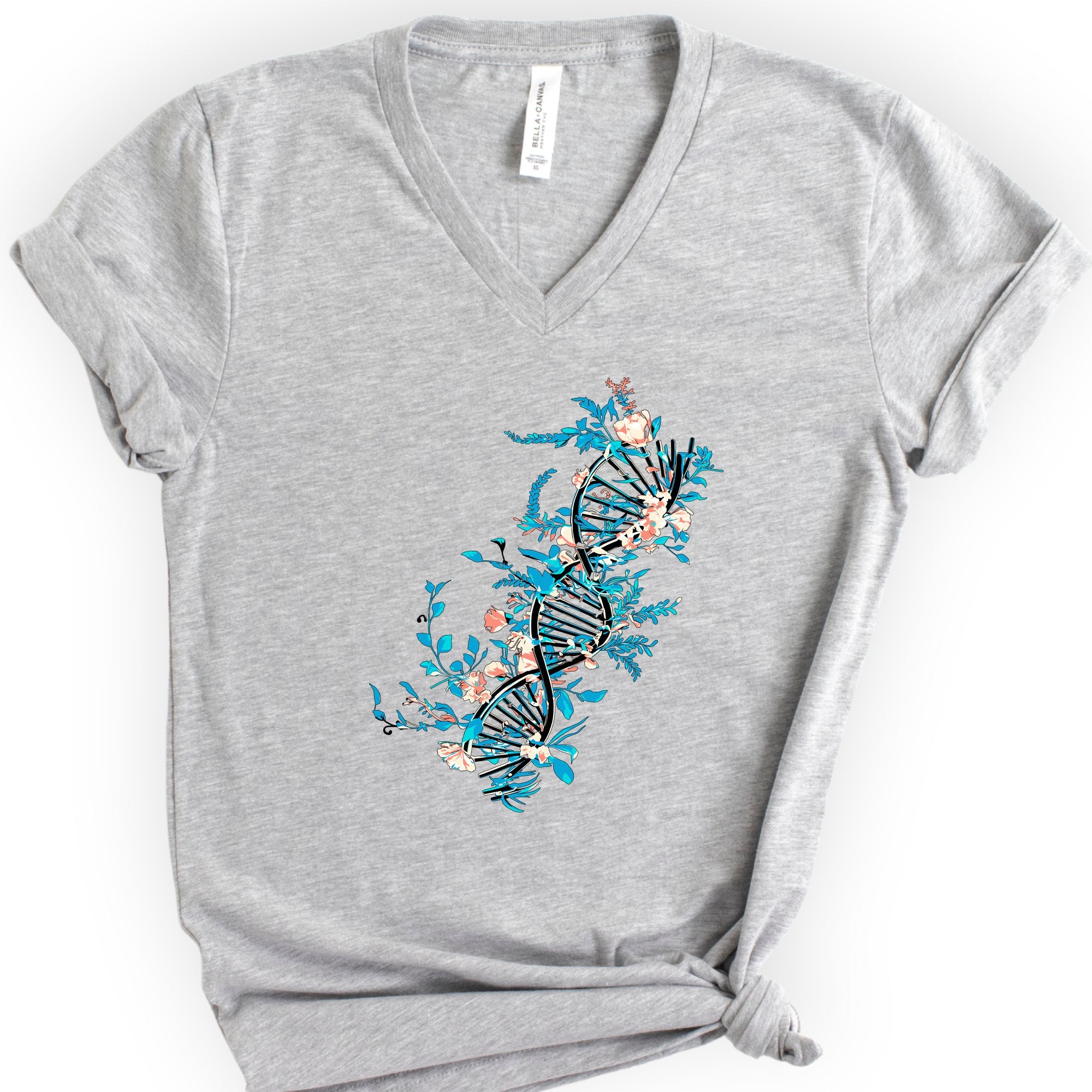 Floral DNA v-neck t-shirt — Athletic Heather