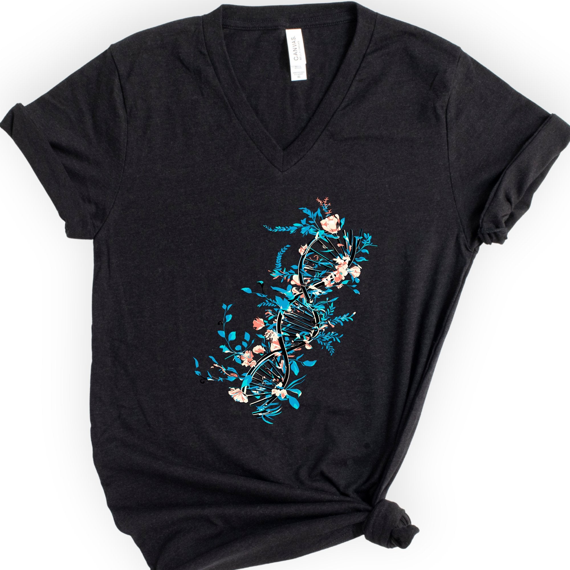 Floral DNA v-neck t-shirt — Black