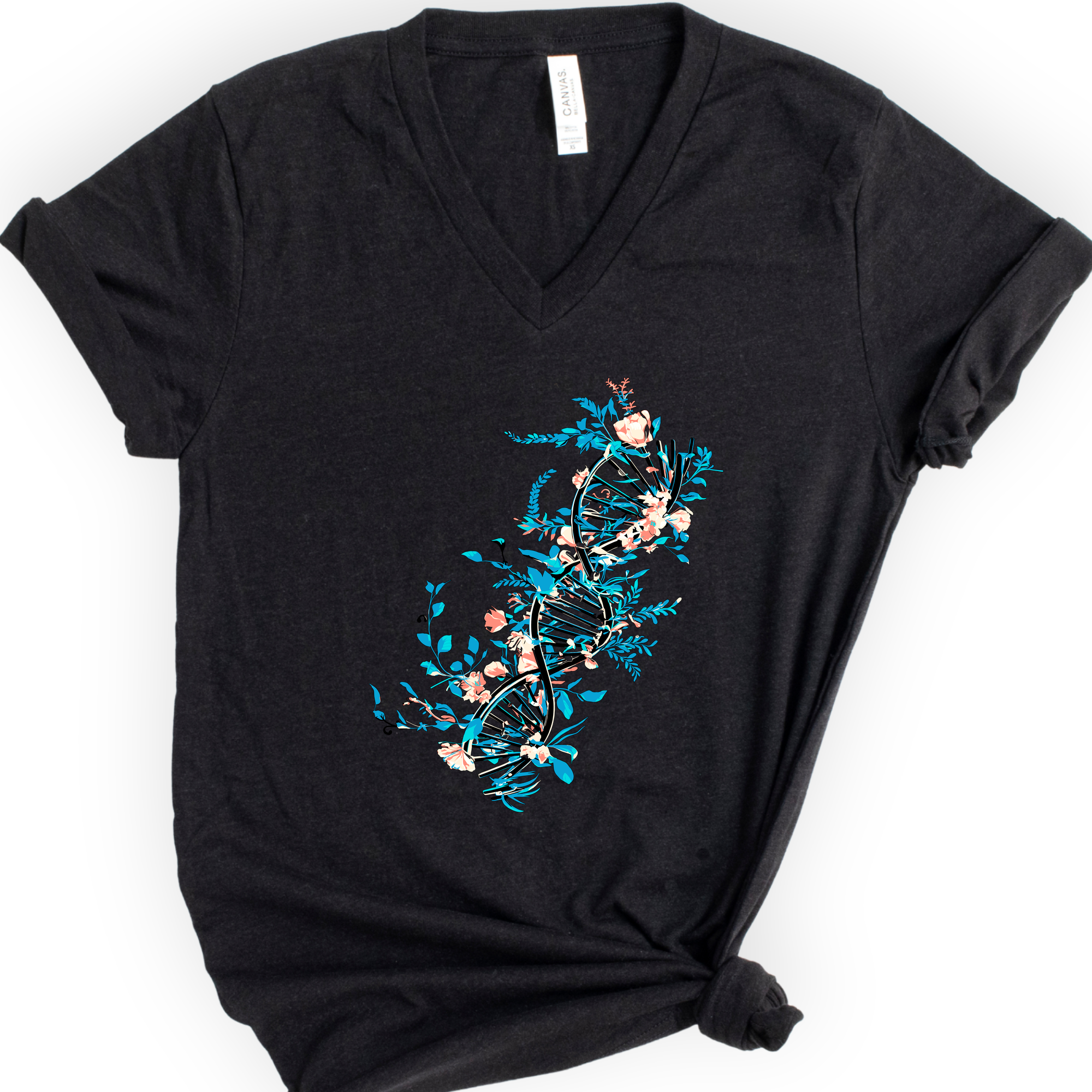 Floral DNA v-neck t-shirt — Black