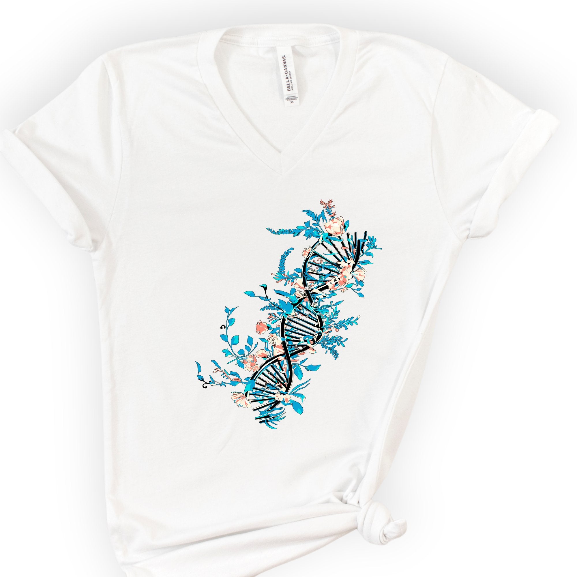Floral DNA v-neck t-shirt — White