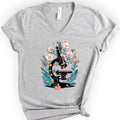 Floral Microscope v-neck t-shirt — Athletic Heather