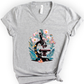 Floral Microscope v-neck t-shirt — Athletic Heather