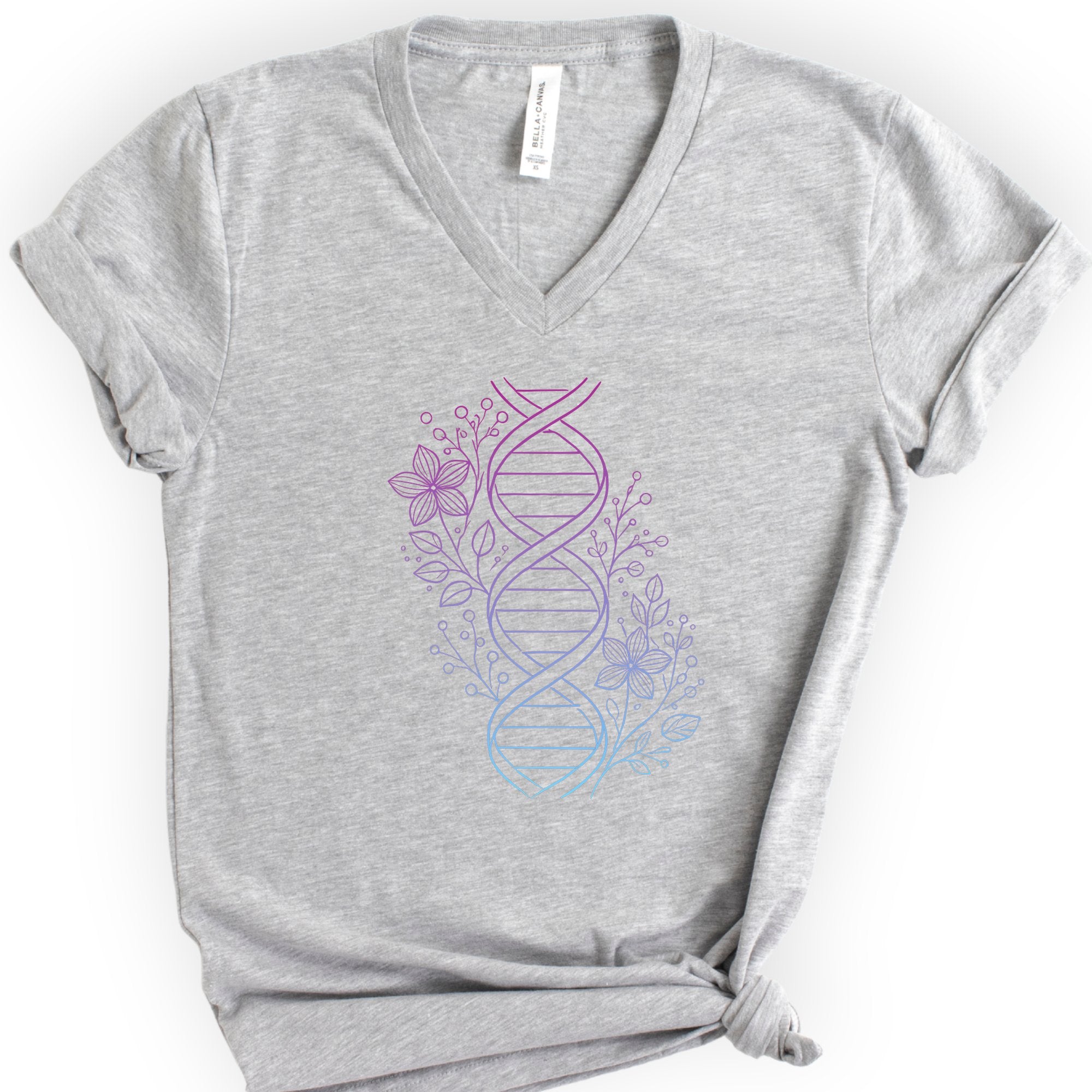 Floral One Line DNA v-neck t-shirt — Athletic Heather