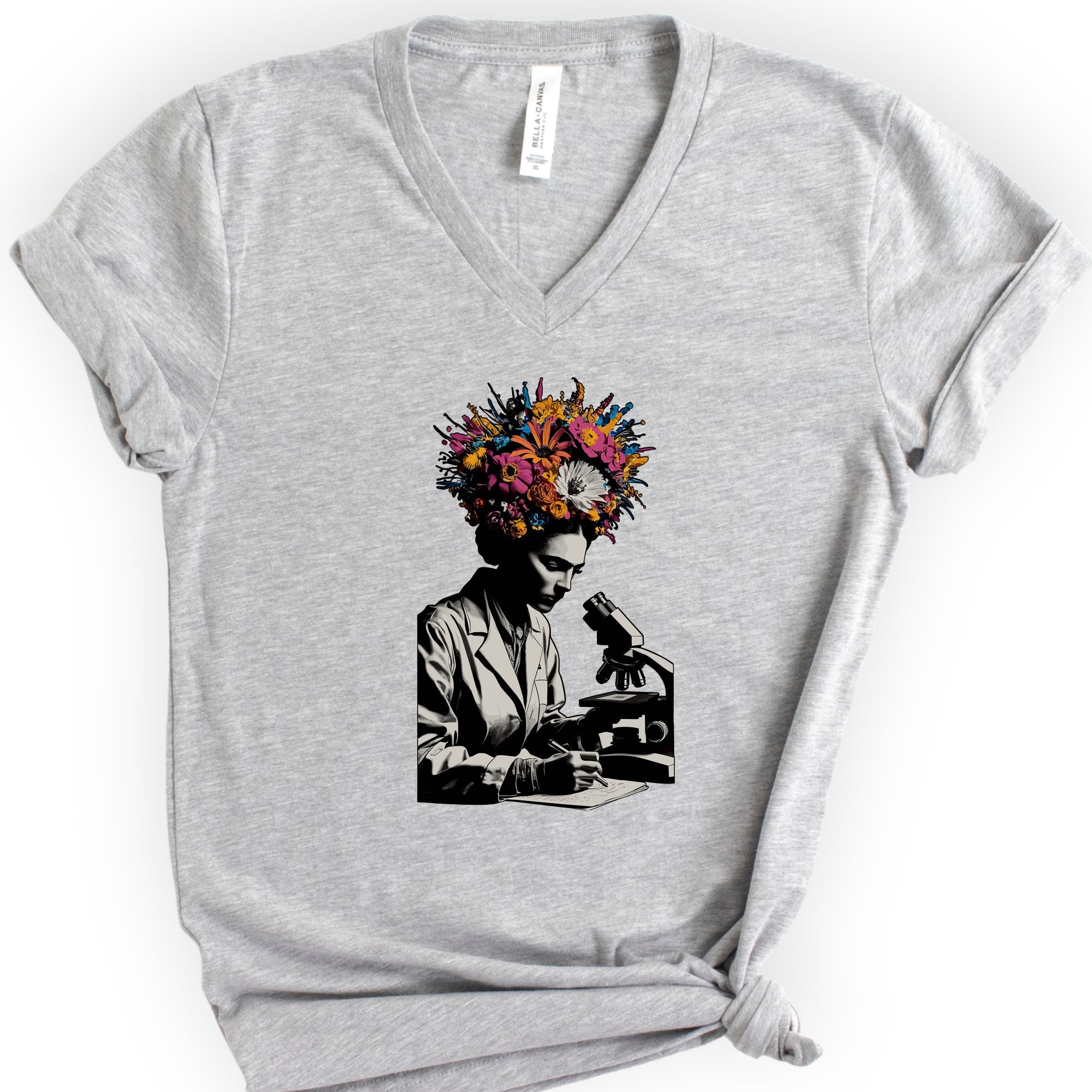 Flowering Minds v-neck t-shirt — Athletic Heather
