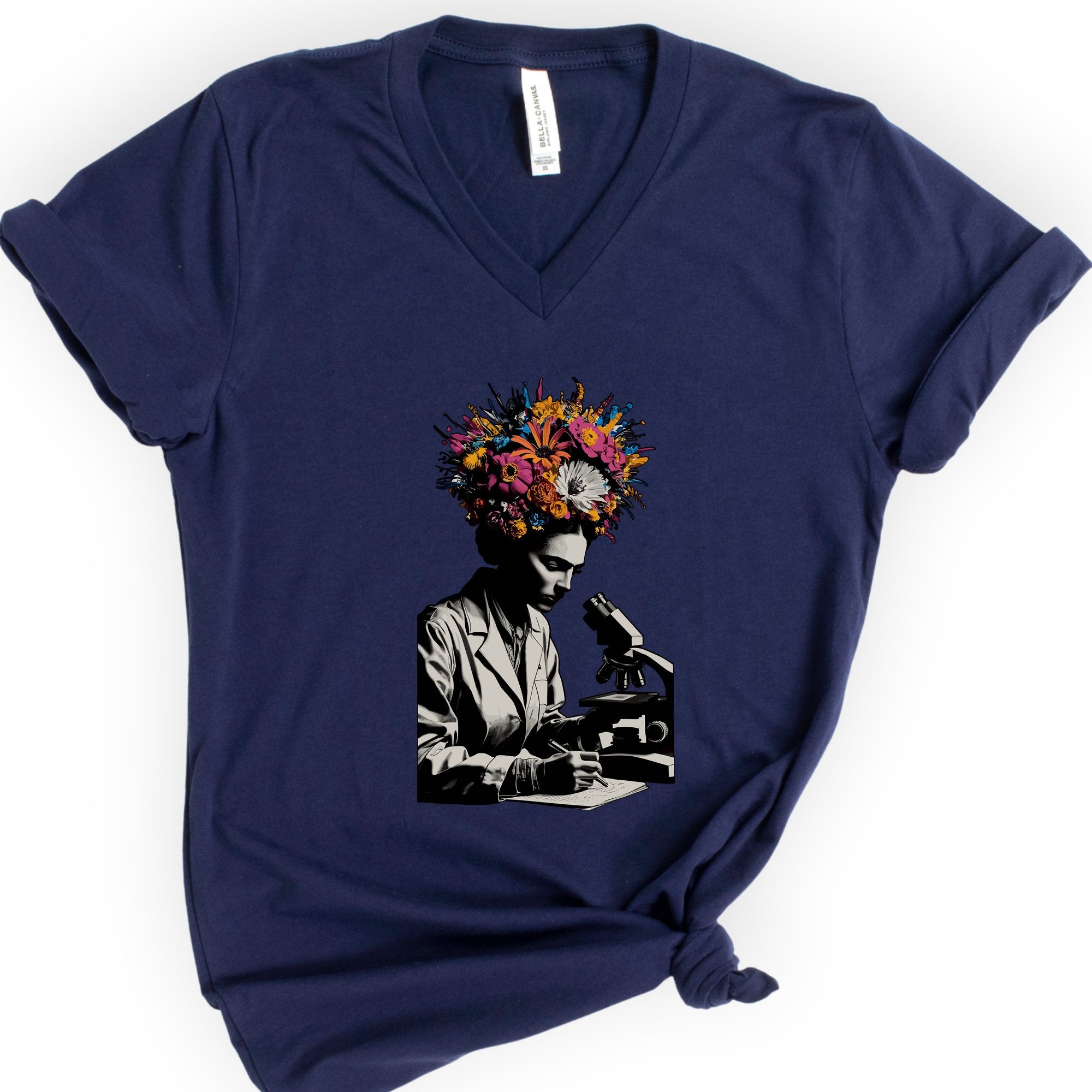 Flowering Minds v-neck t-shirt — Navy