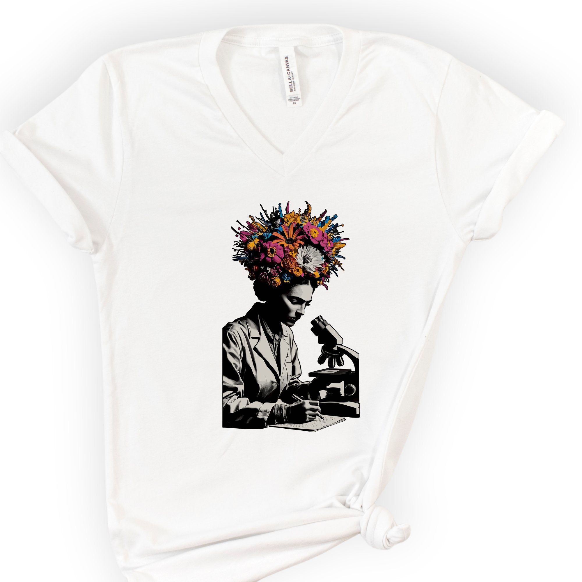 Flowering Minds v-neck t-shirt — White