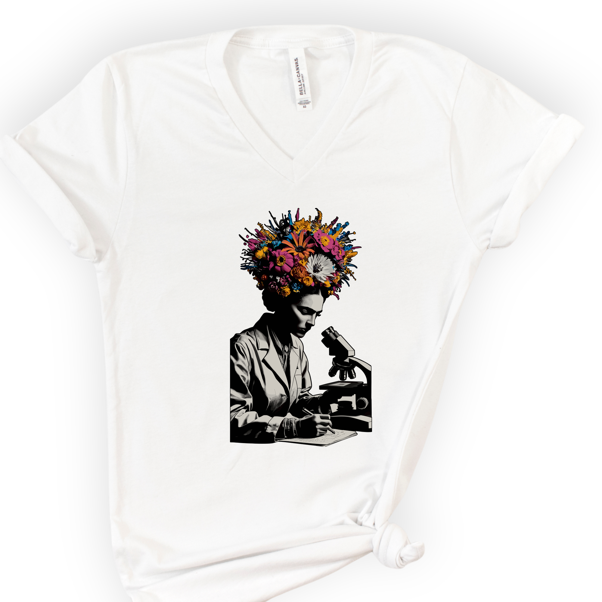 Flowering Minds v-neck t-shirt — White