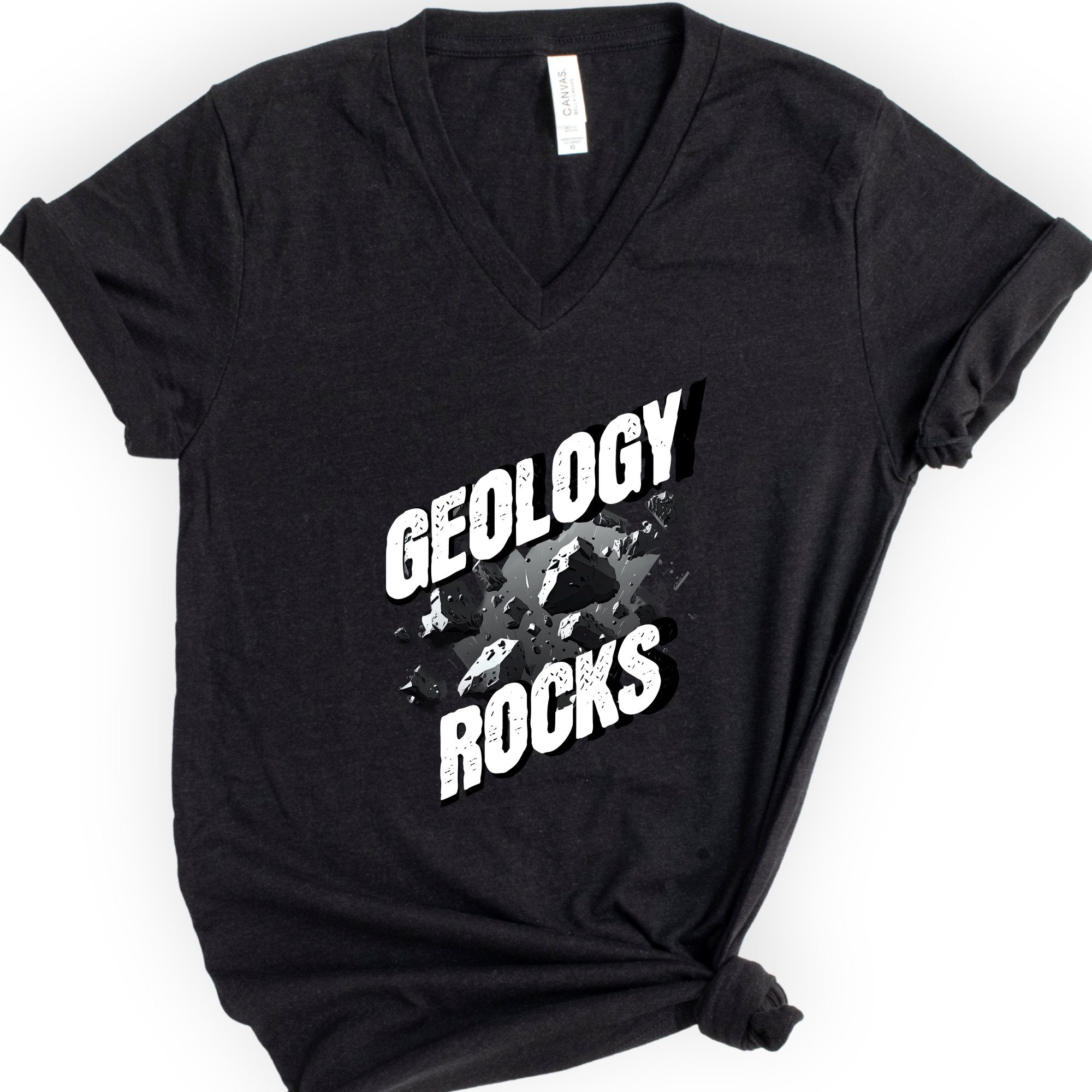 Geology Rocks v-neck t-shirt — Black