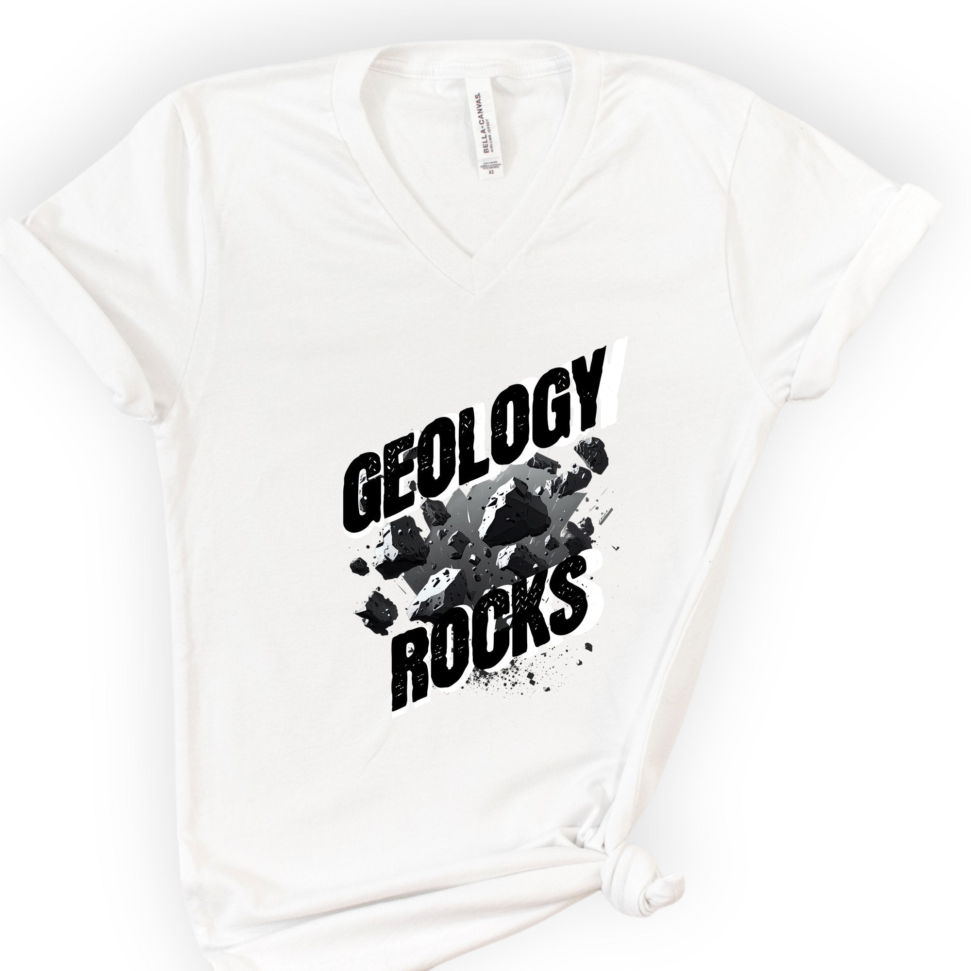 Geology Rocks v-neck t-shirt — White