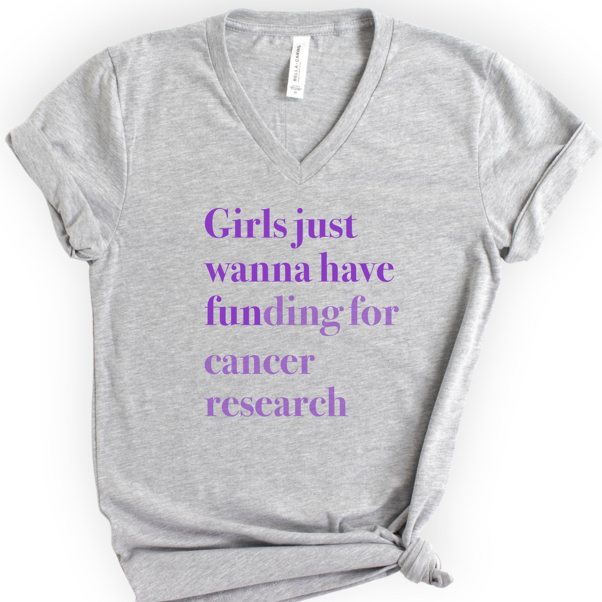 GJWHF - Cancer Research v-neck t-shirt — Athletic Heather
