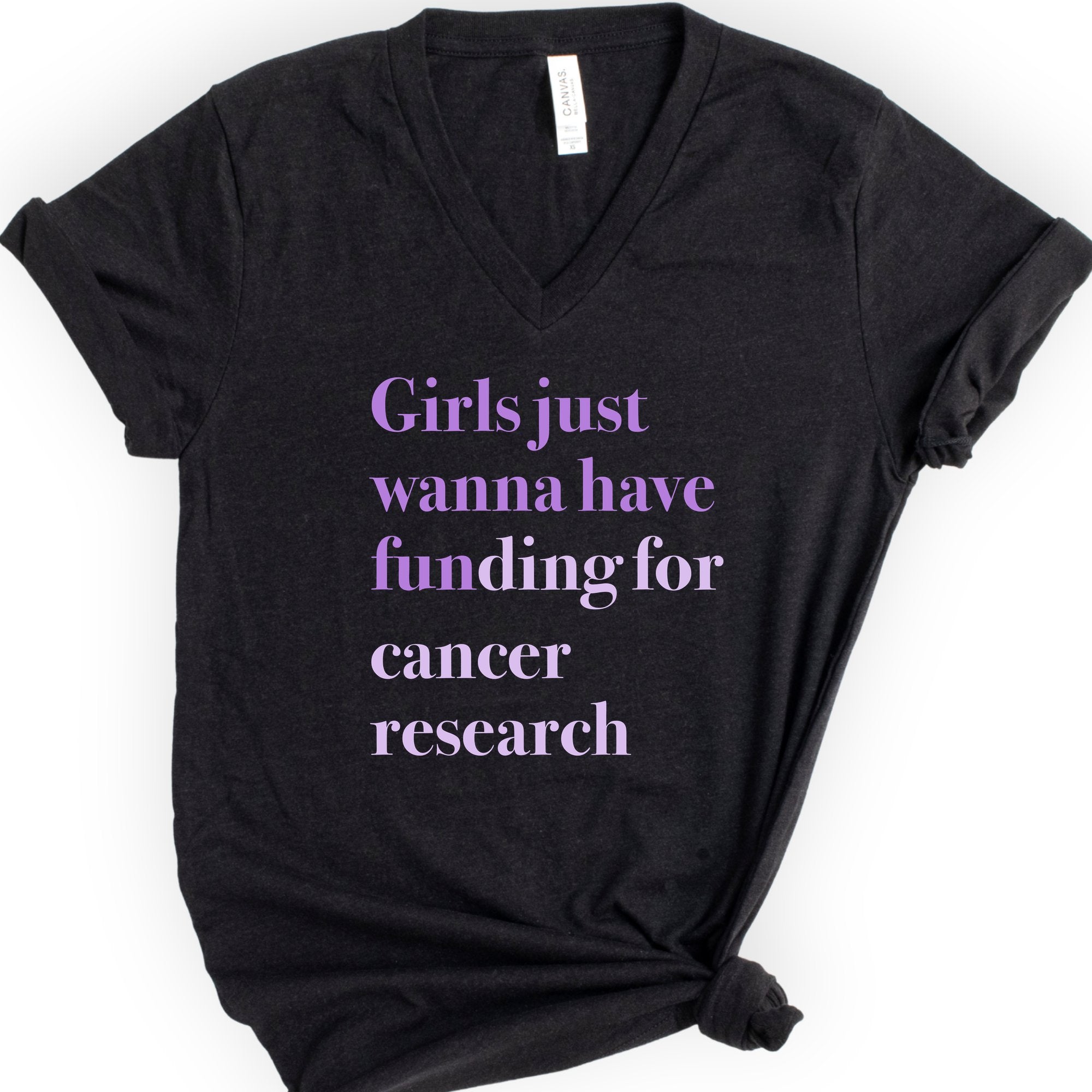 GJWHF - Cancer Research v-neck t-shirt — Black