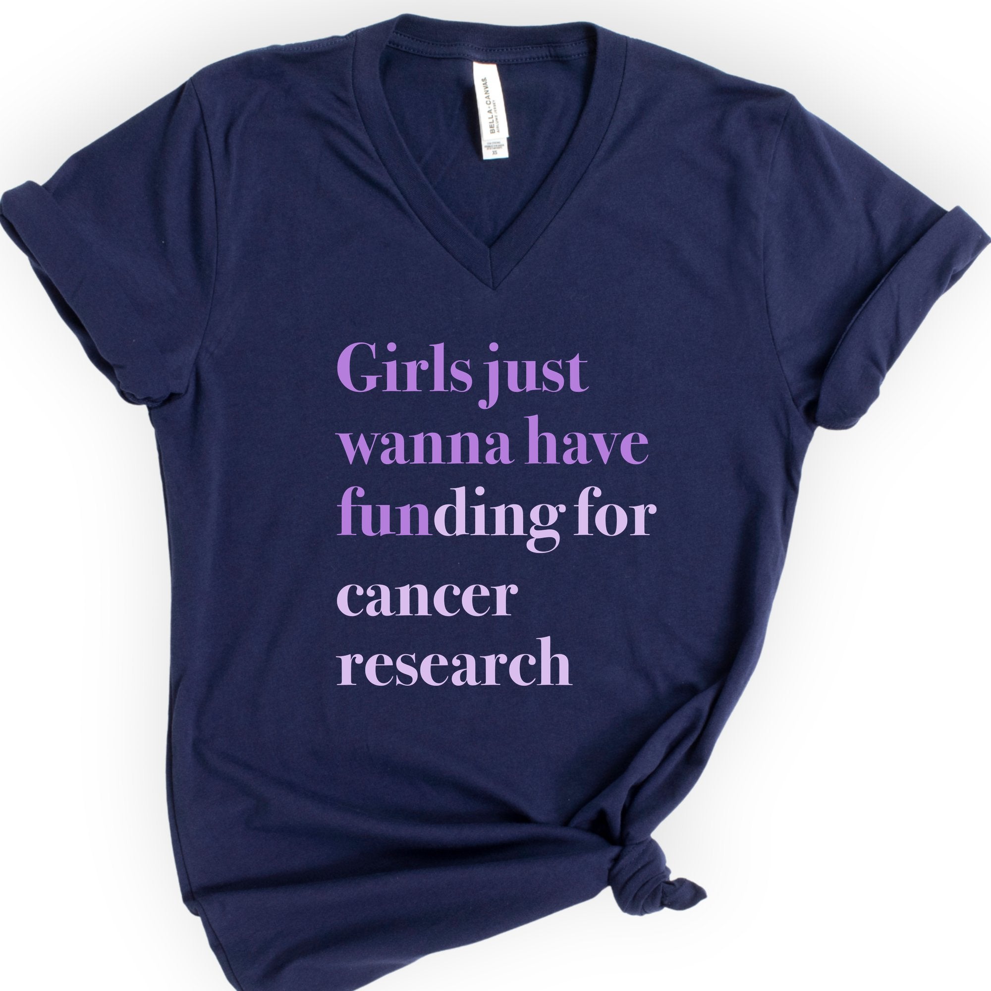 GJWHF - Cancer Research v-neck t-shirt — Navy