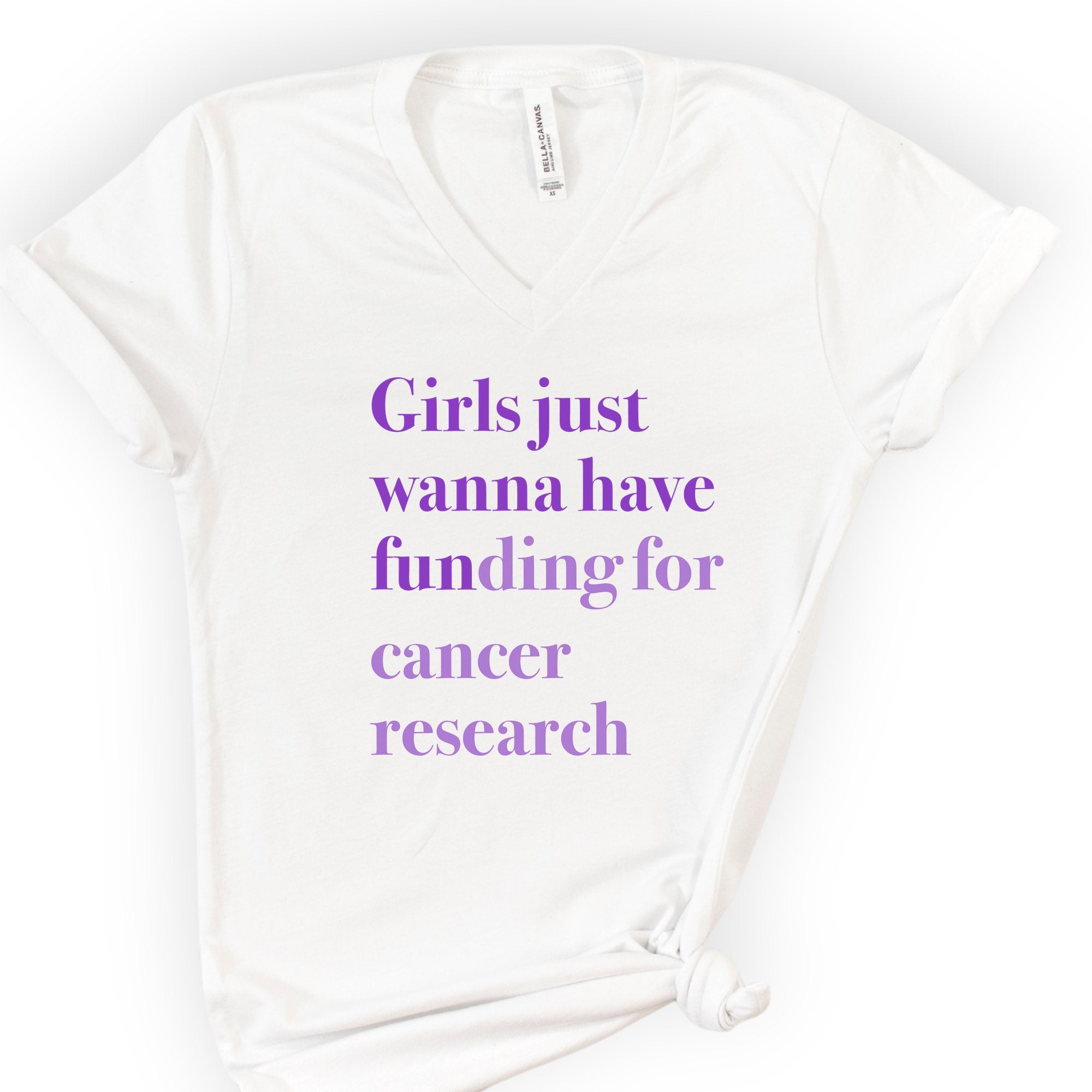 GJWHF - Cancer Research v-neck t-shirt — White