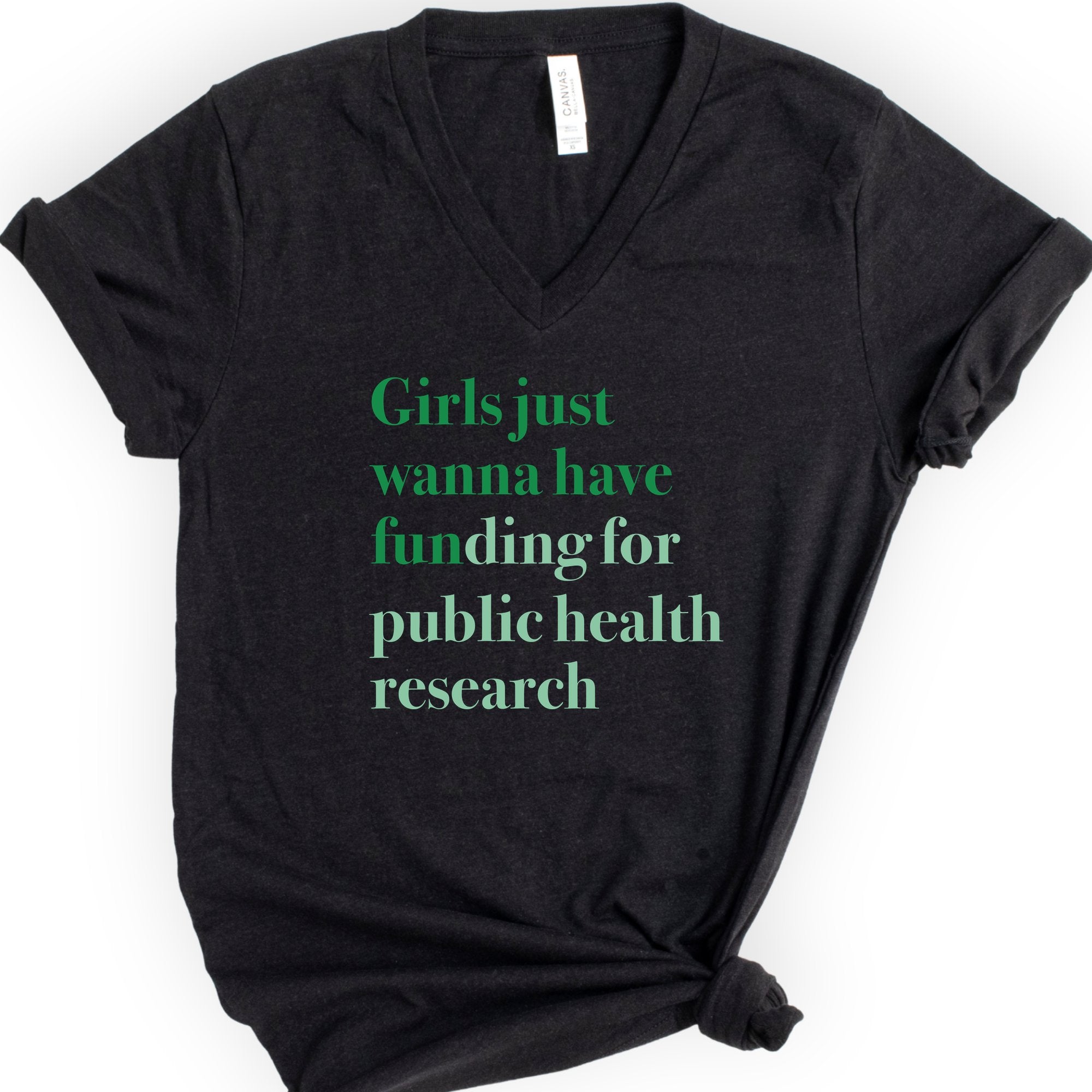 GJWHF - Public Health Research v-neck t-shirt — Black
