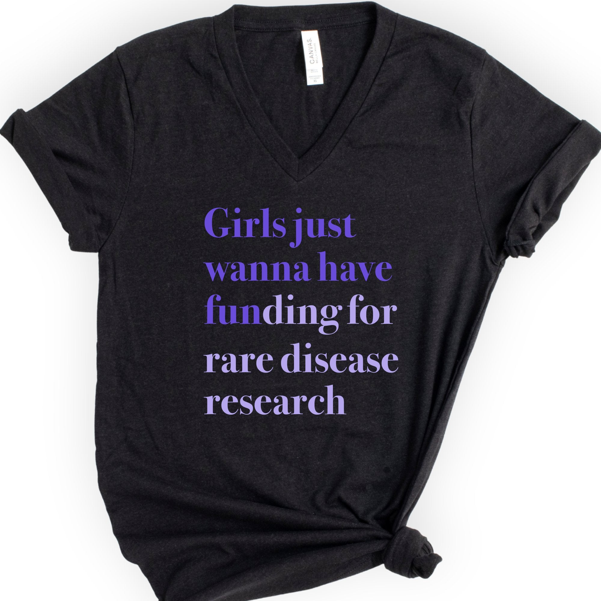 GJWHF - Rare Disease Research v-neck t-shirt — Black