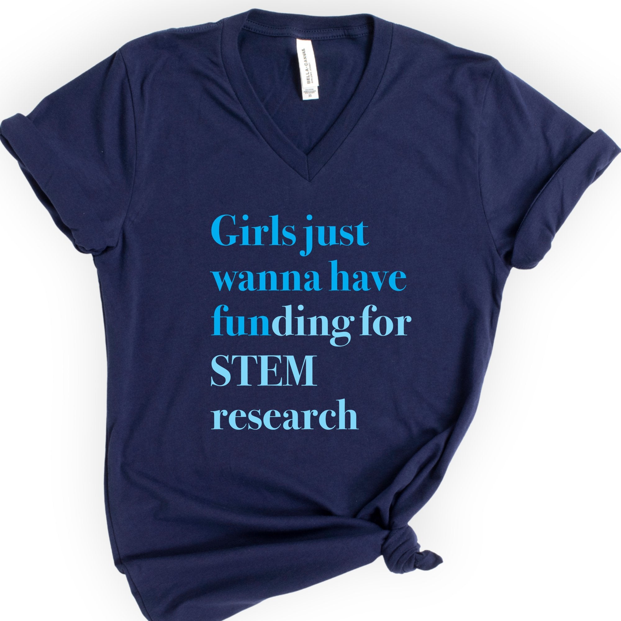 GJWHF - STEM Research v-neck t-shirt — Navy
