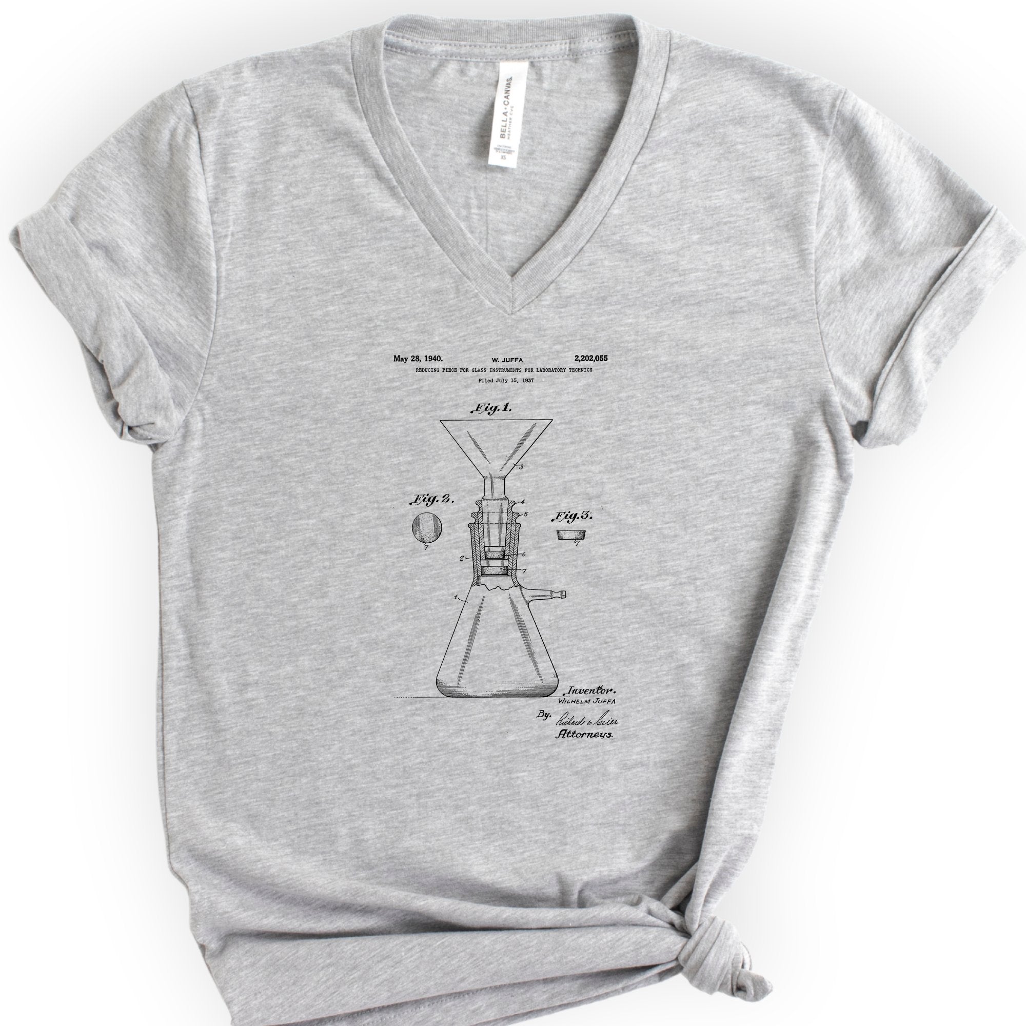 Glass Instrument Patent v-neck t-shirt — Athletic Heather