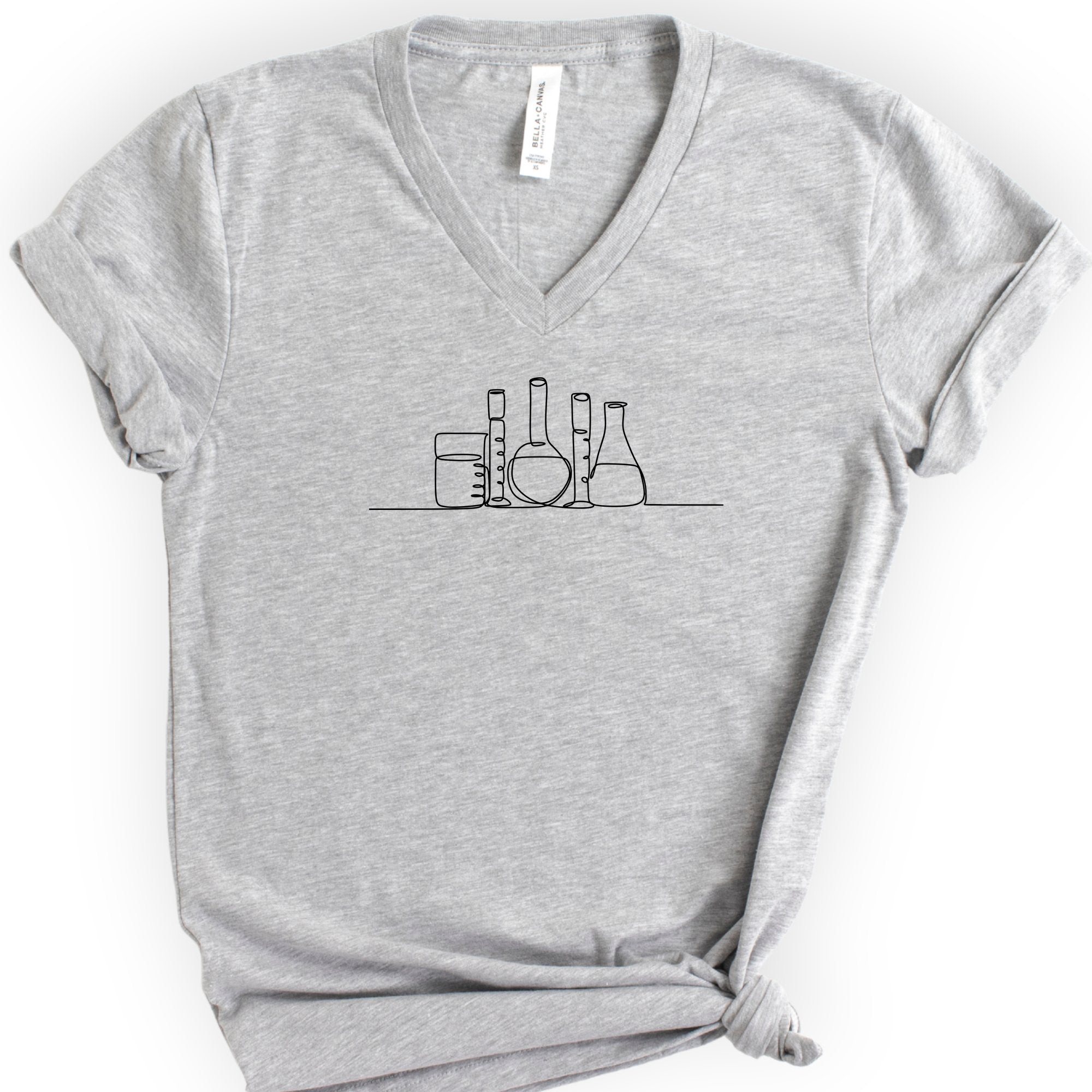 Glassware One Line Art v-neck t-shirt — Athletic Heather