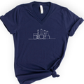 Glassware One Line Art v-neck t-shirt — Navy