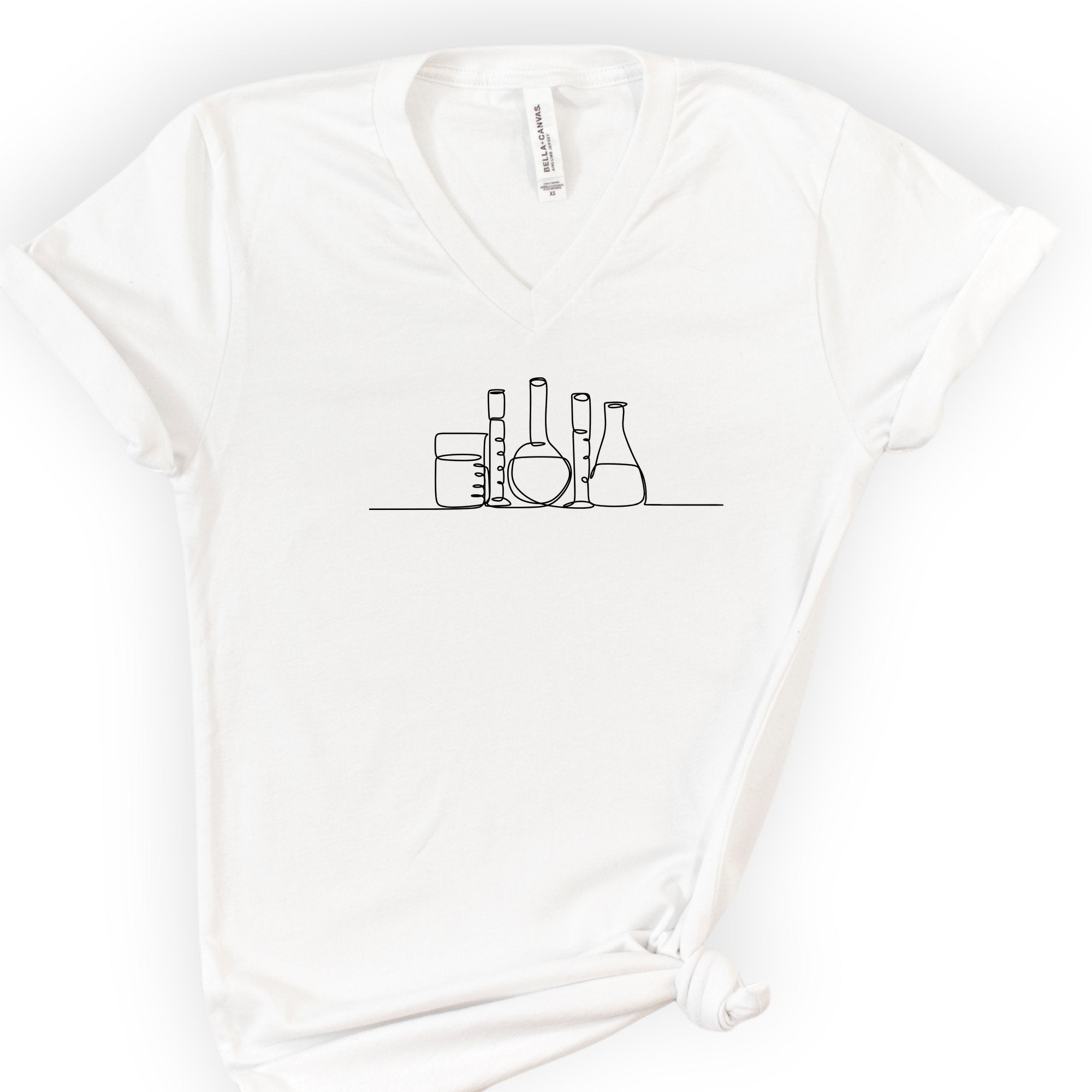 Glassware One Line Art v-neck t-shirt — White