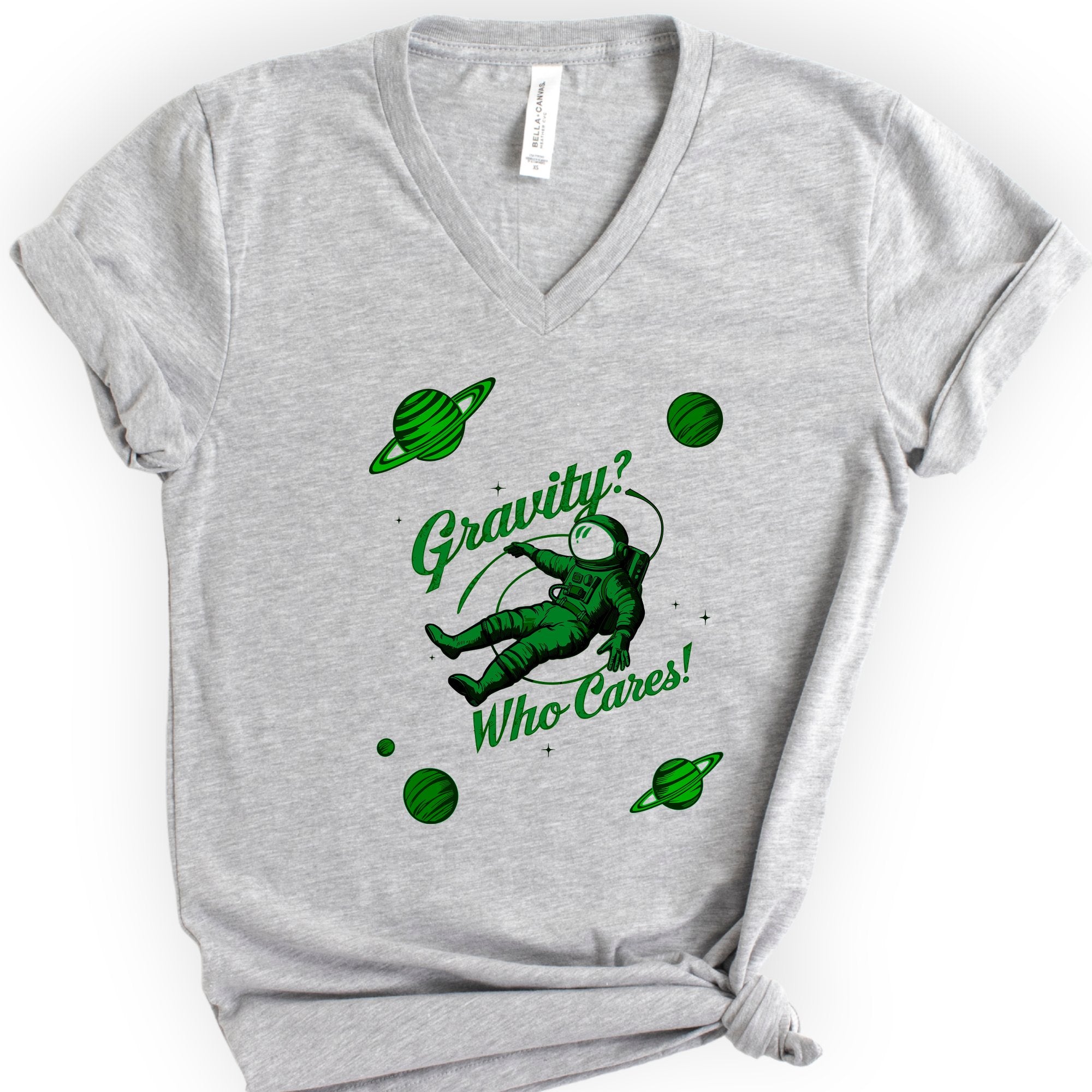 Gravity? Who Cares! v-neck t-shirt — Athletic Heather