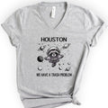 Houston We Have A Trash Problem v-neck t-shirt — Athletic Heather