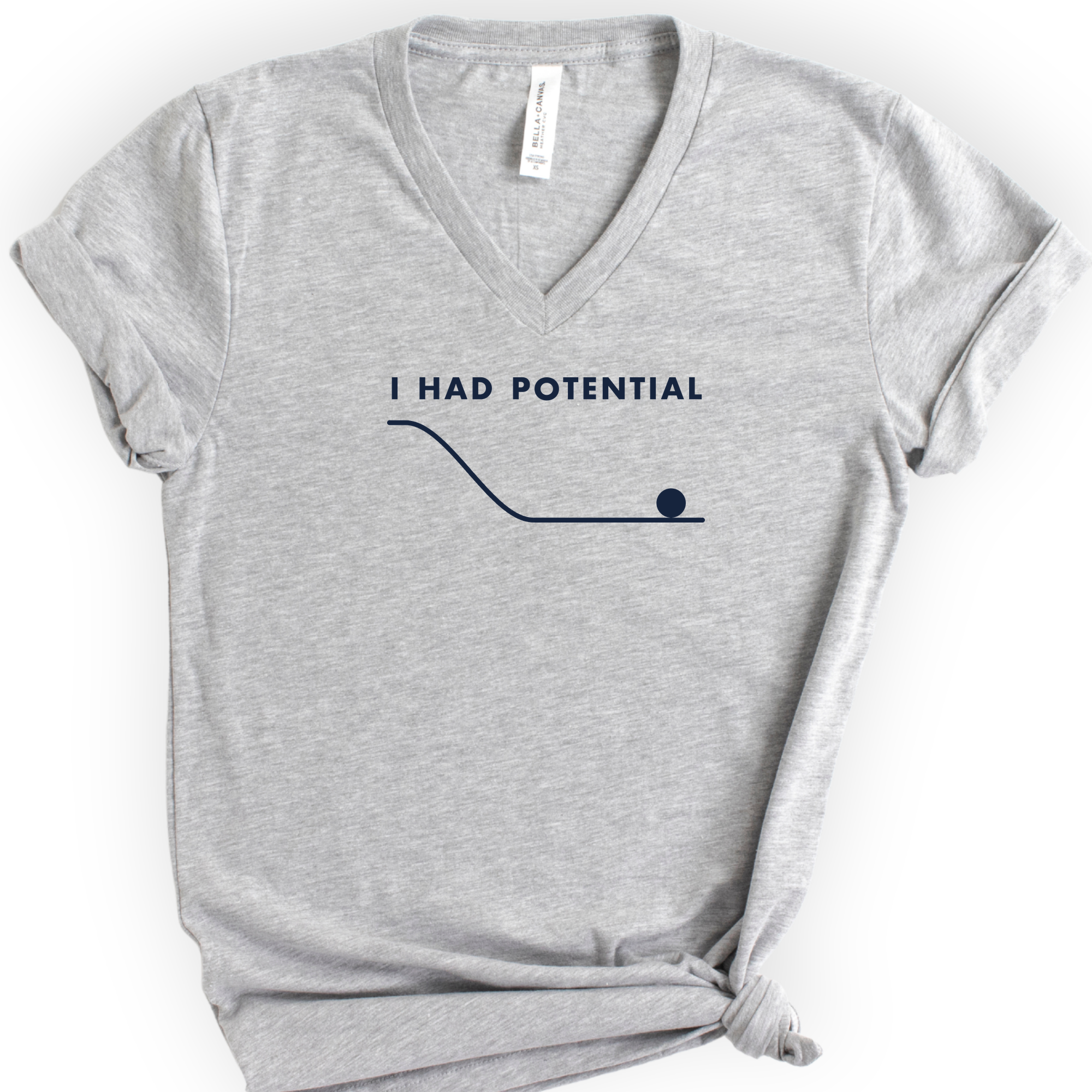 I Had Potential v-neck t-shirt — Athletic Heather