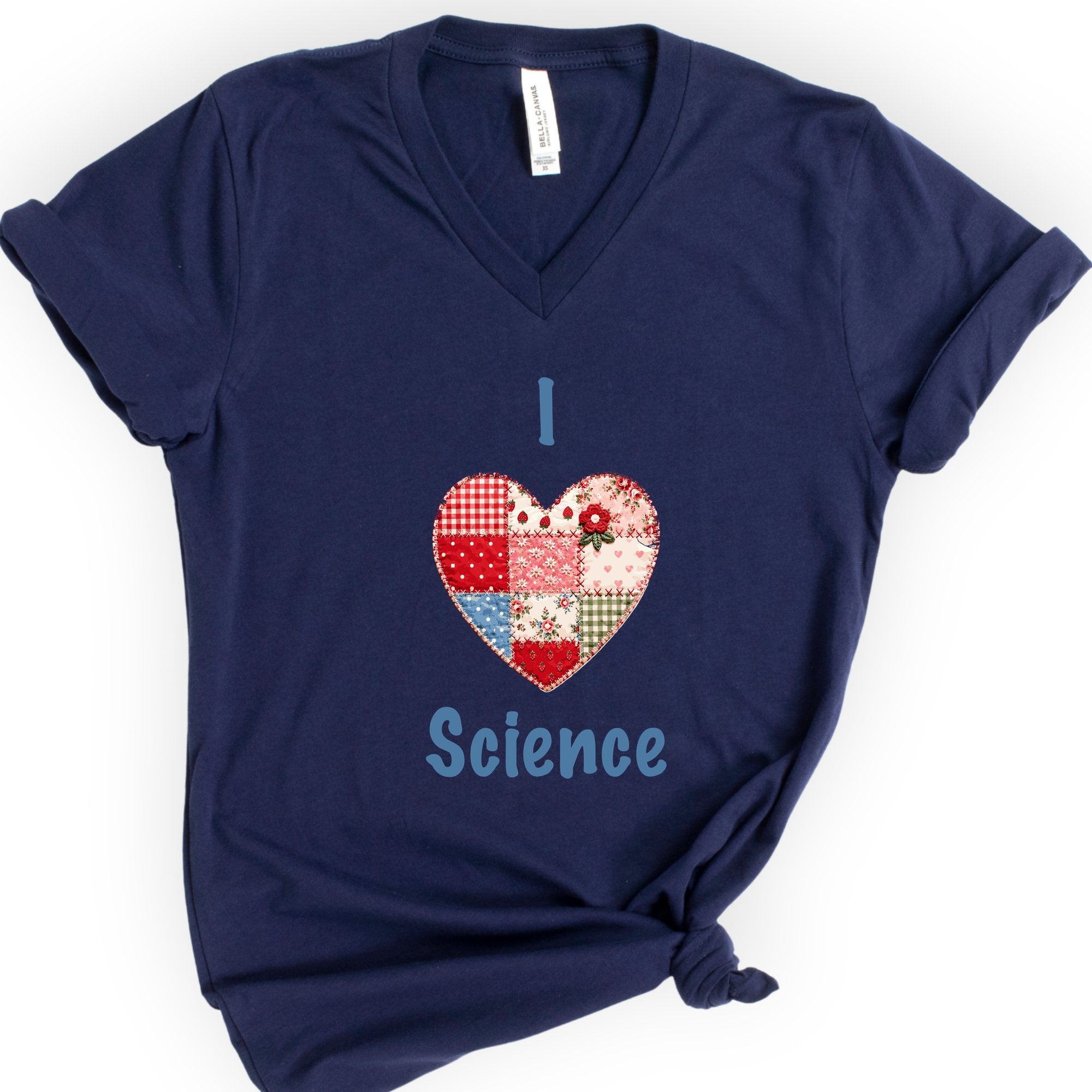 I Hearth Science Patchwork v-neck t-shirt — Navy