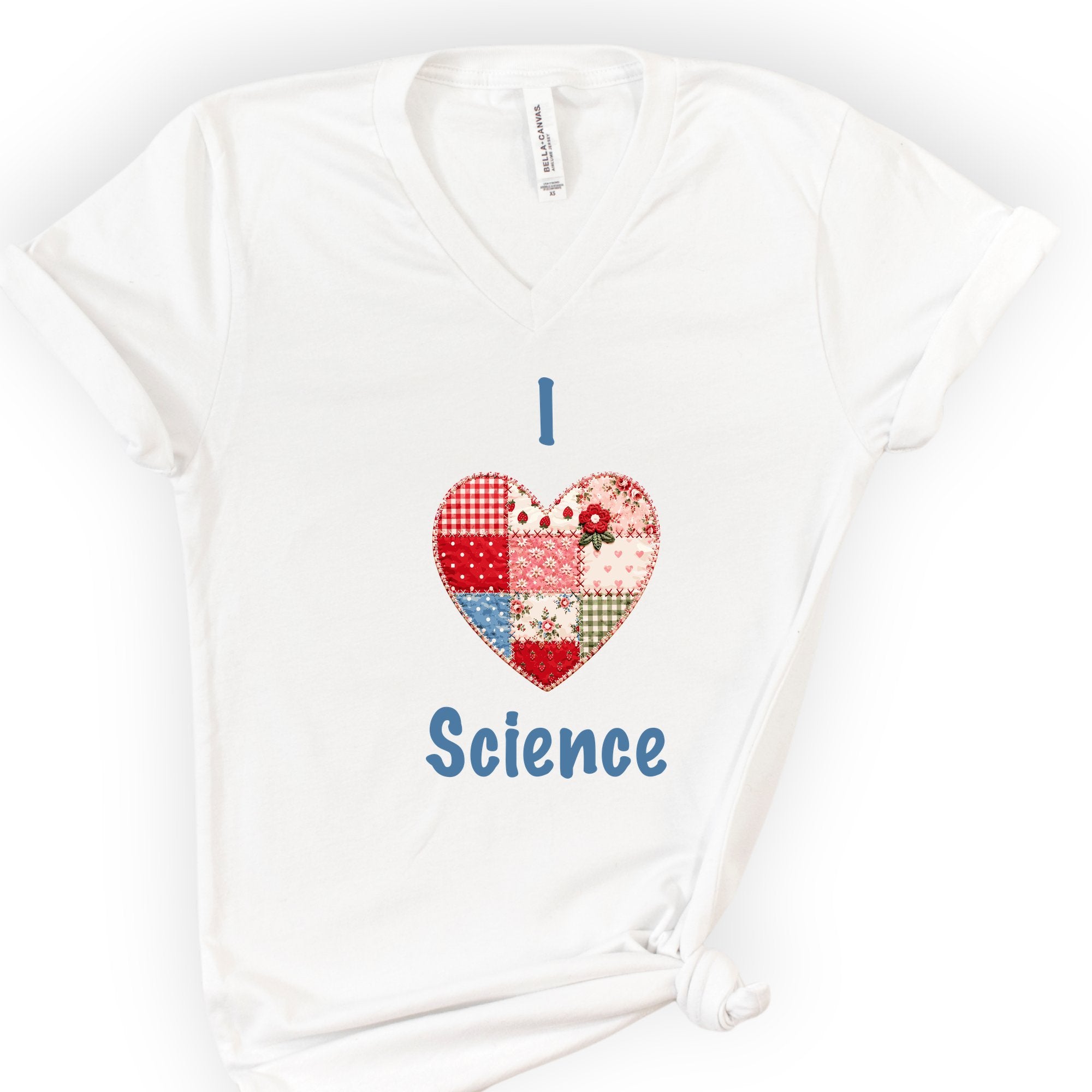 I Hearth Science Patchwork v-neck t-shirt — White