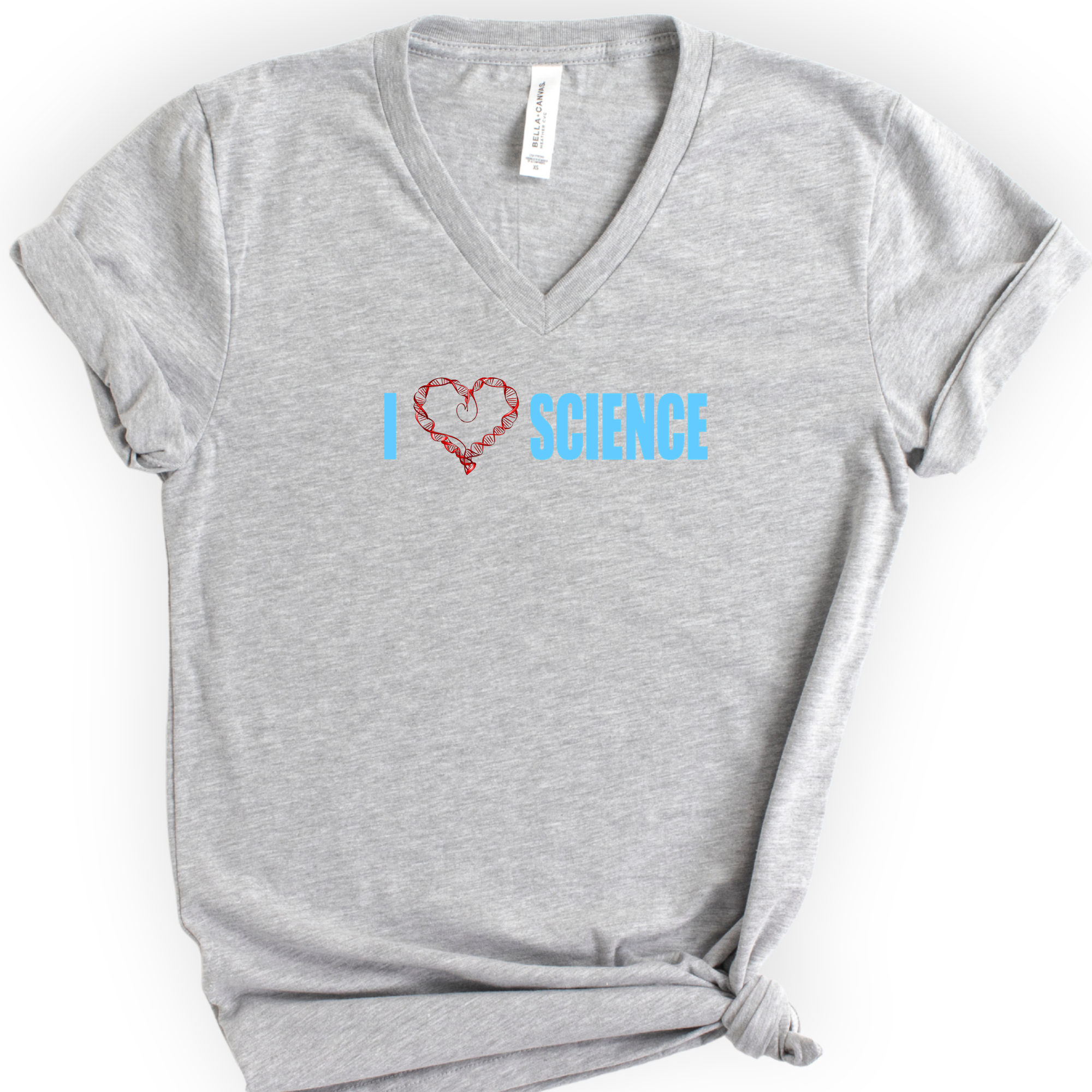I Love Science v-neck t-shirt — Athletic Heather