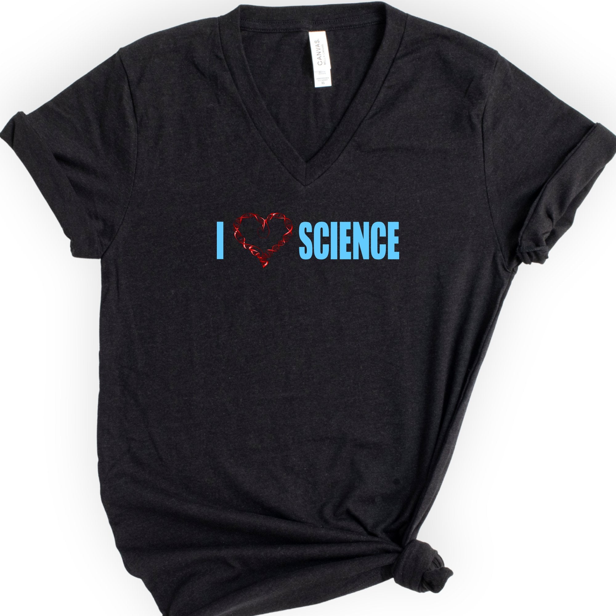 I Love Science v-neck t-shirt — Black