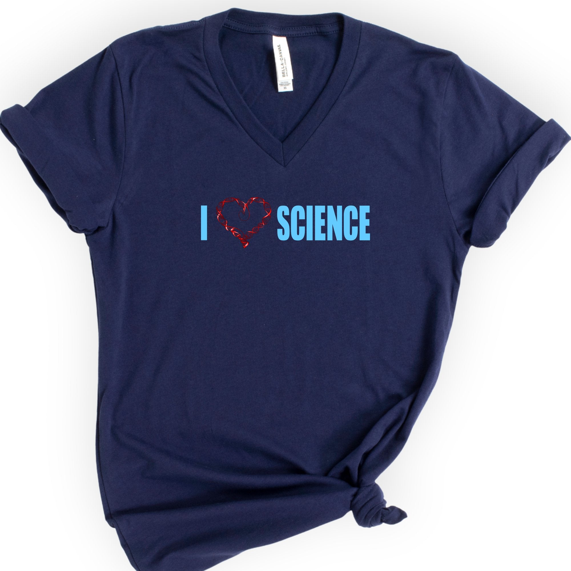 I Love Science v-neck t-shirt — Navy