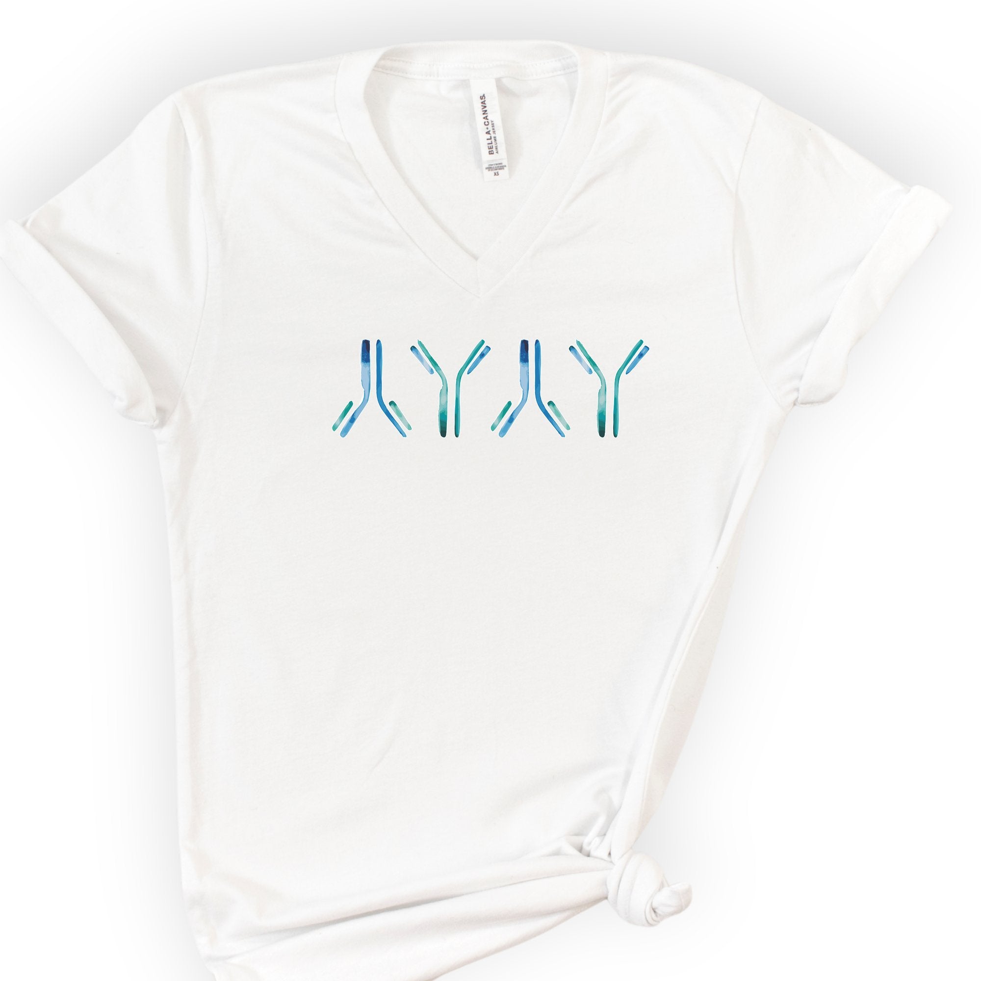 IgG antibodies v-neck t-shirt — White