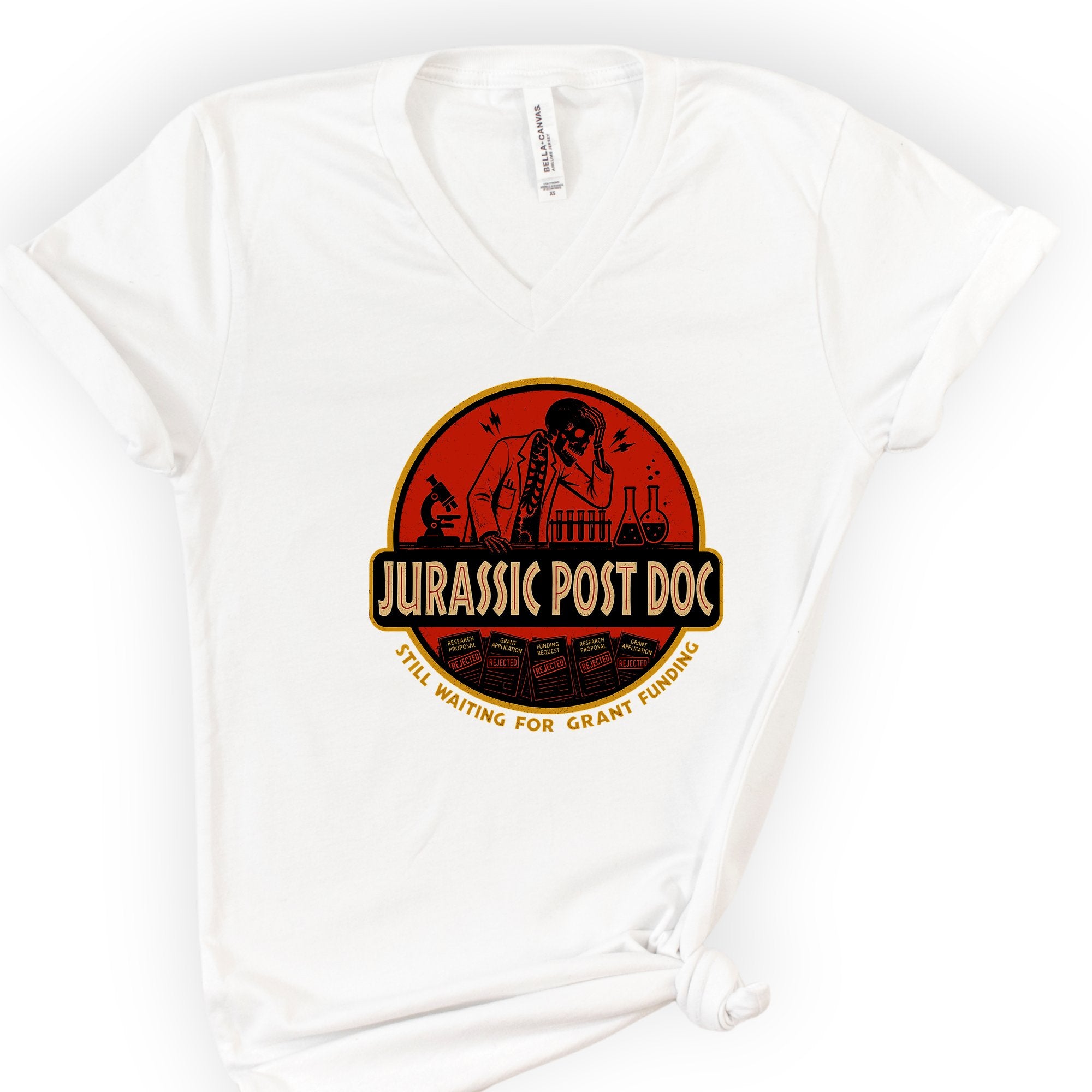 Jurassic Post Doc v-neck t-shirt — White