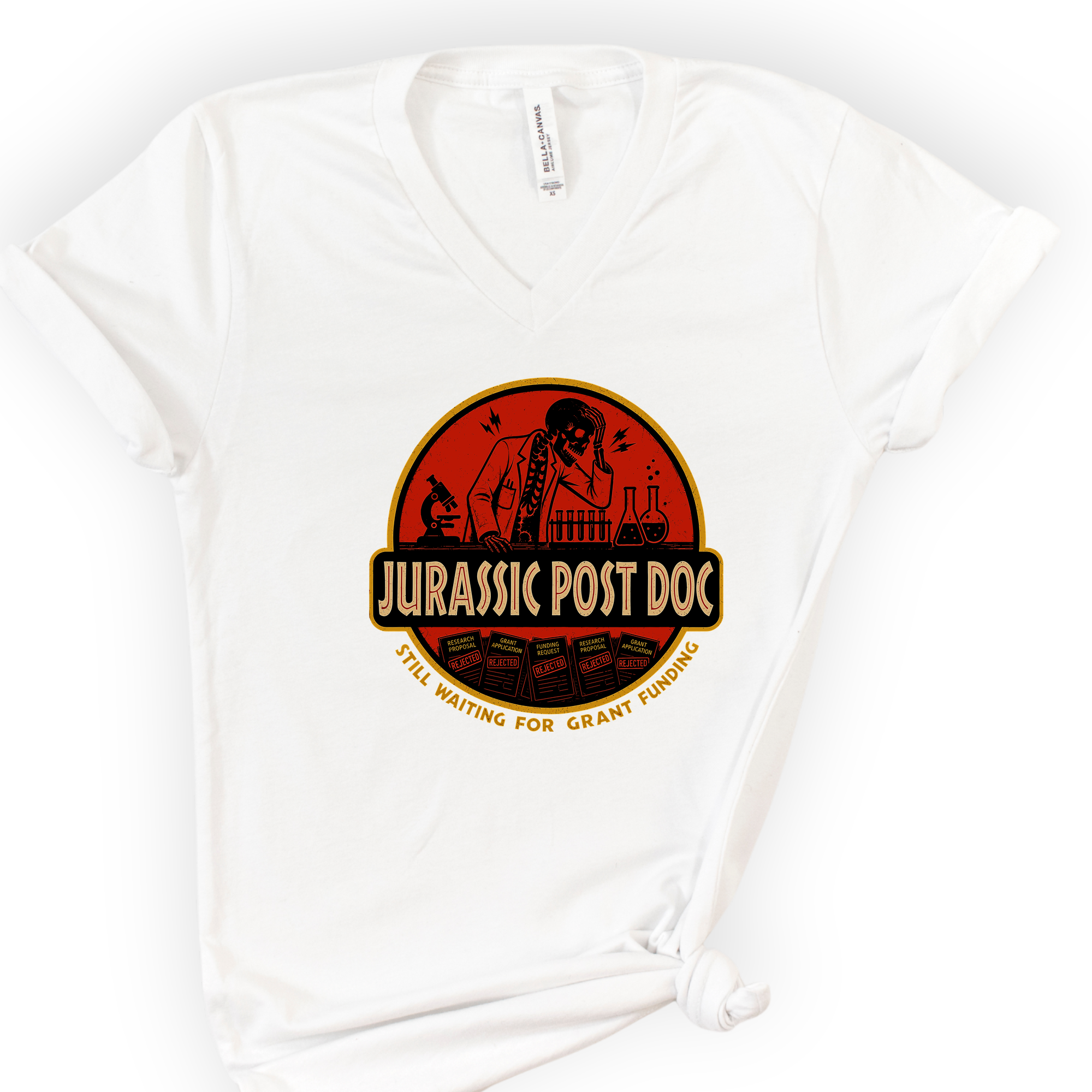 Jurassic Post Doc v-neck t-shirt — White