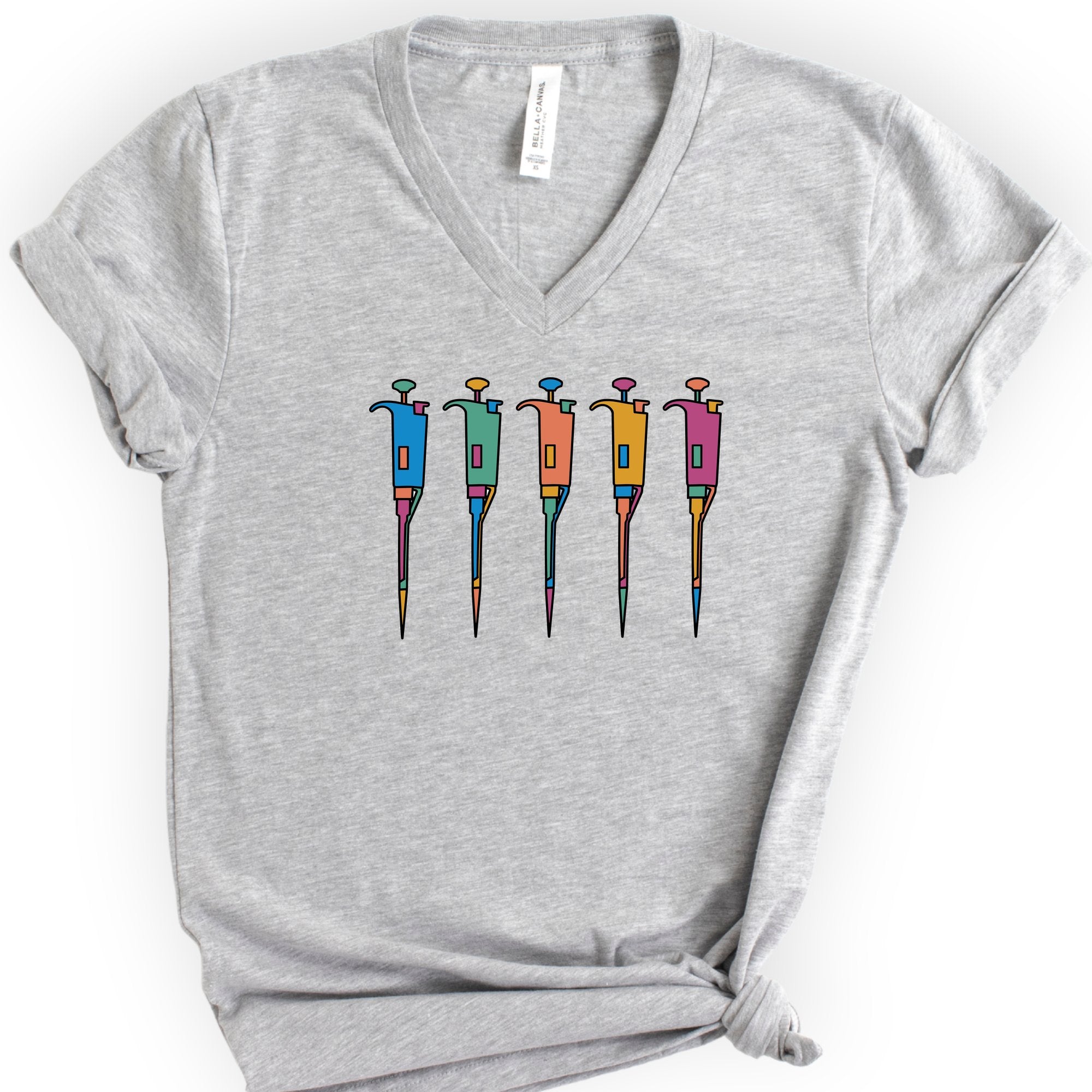 Lab Pipettes v-neck t-shirt — Athletic Heather