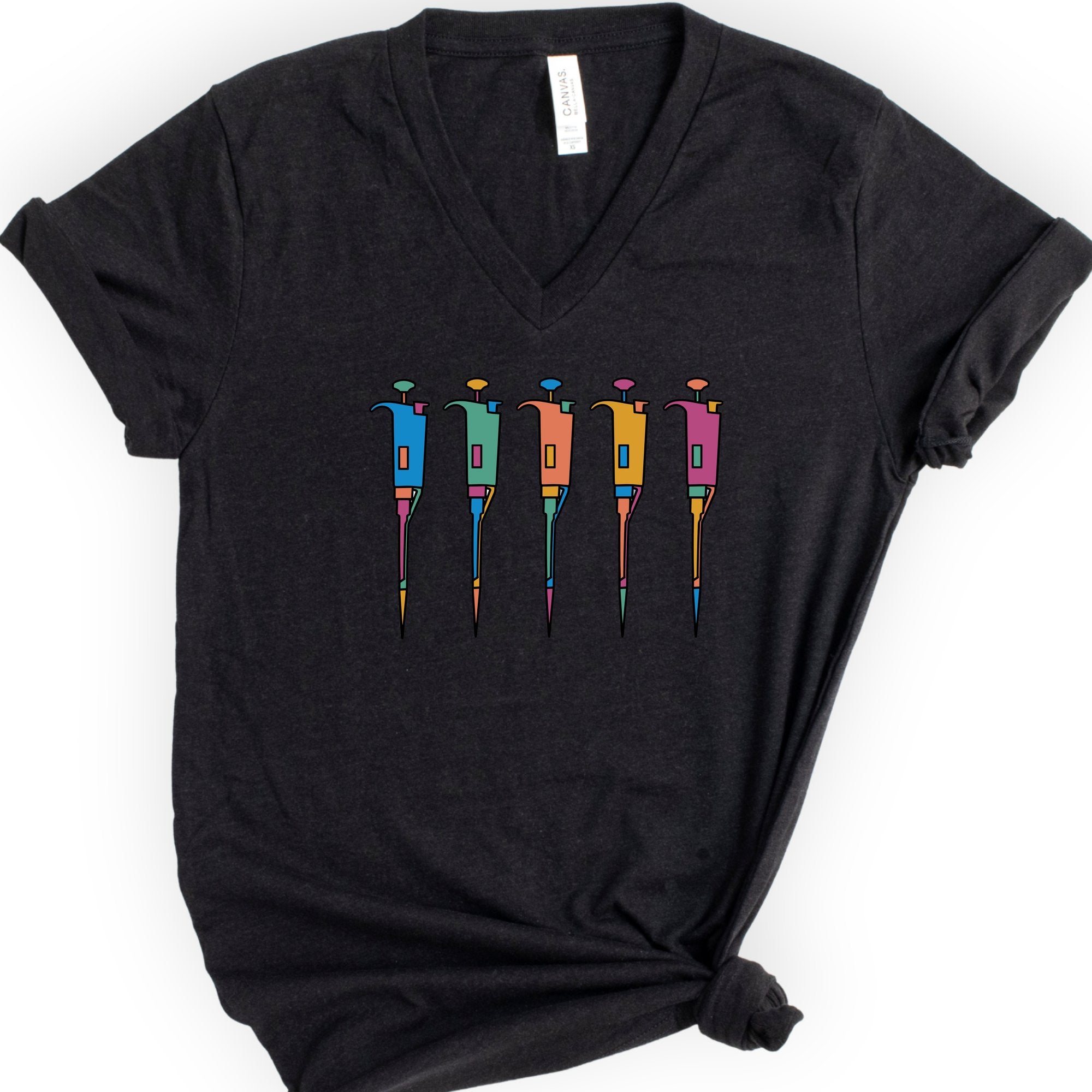 Lab Pipettes v-neck t-shirt — Black