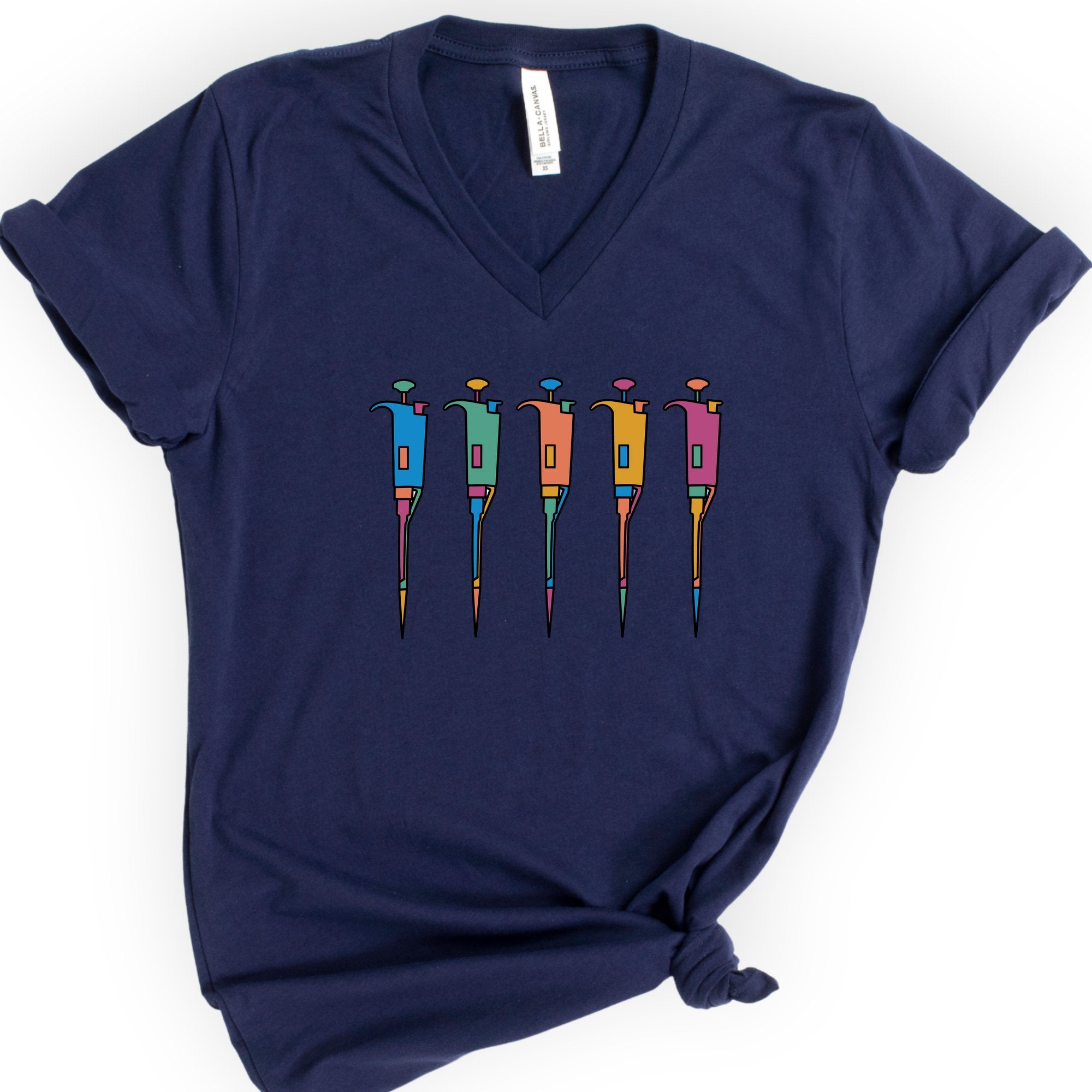 Lab Pipettes v-neck t-shirt — Navy