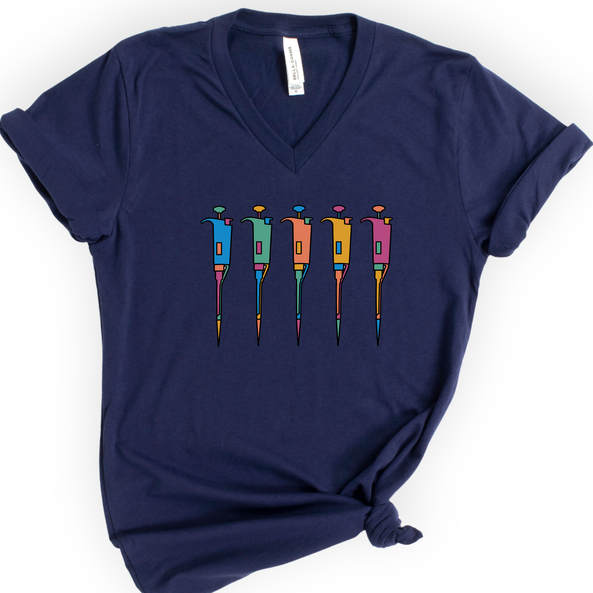 Lab Pipettes v-neck t-shirt — Navy