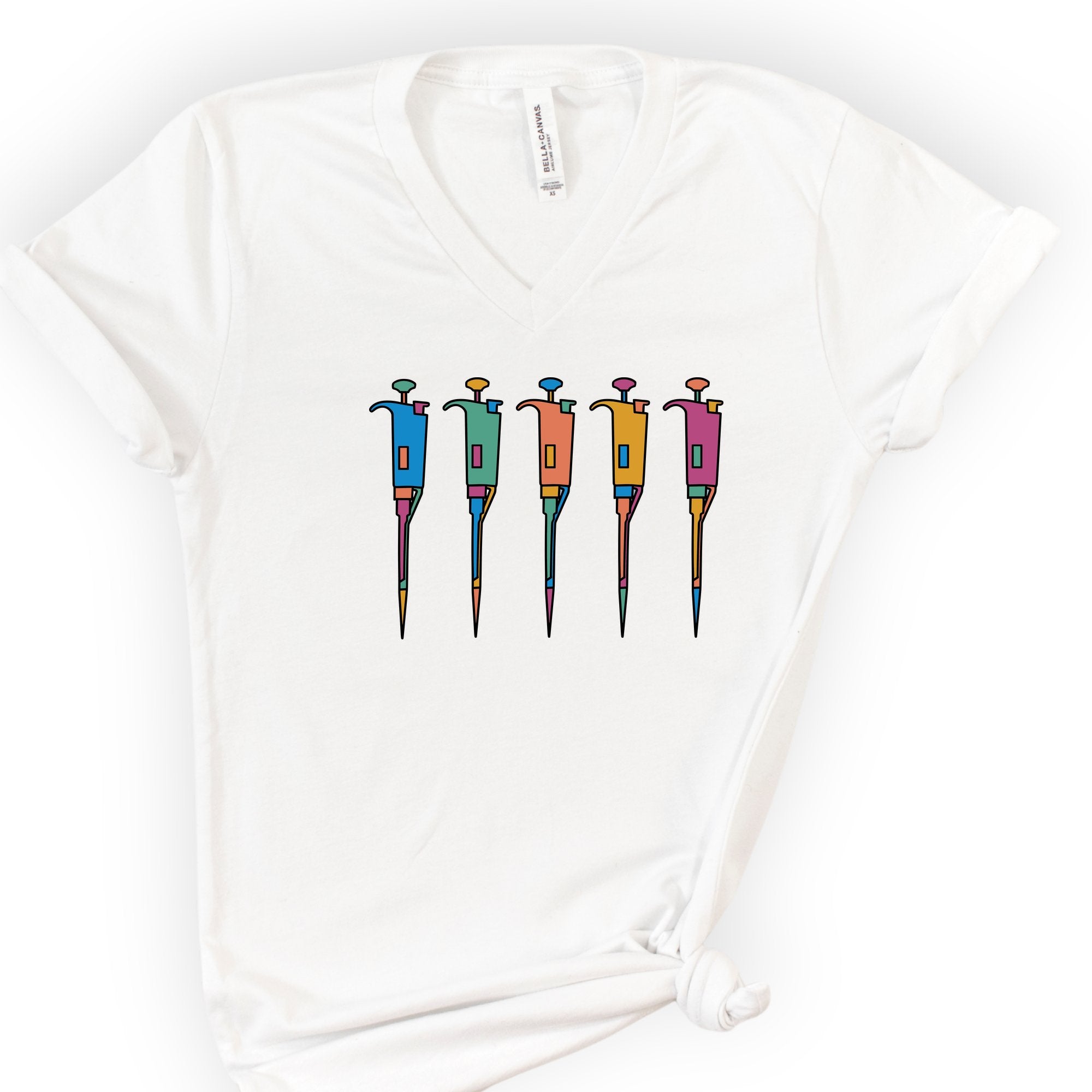Lab Pipettes v-neck t-shirt — White
