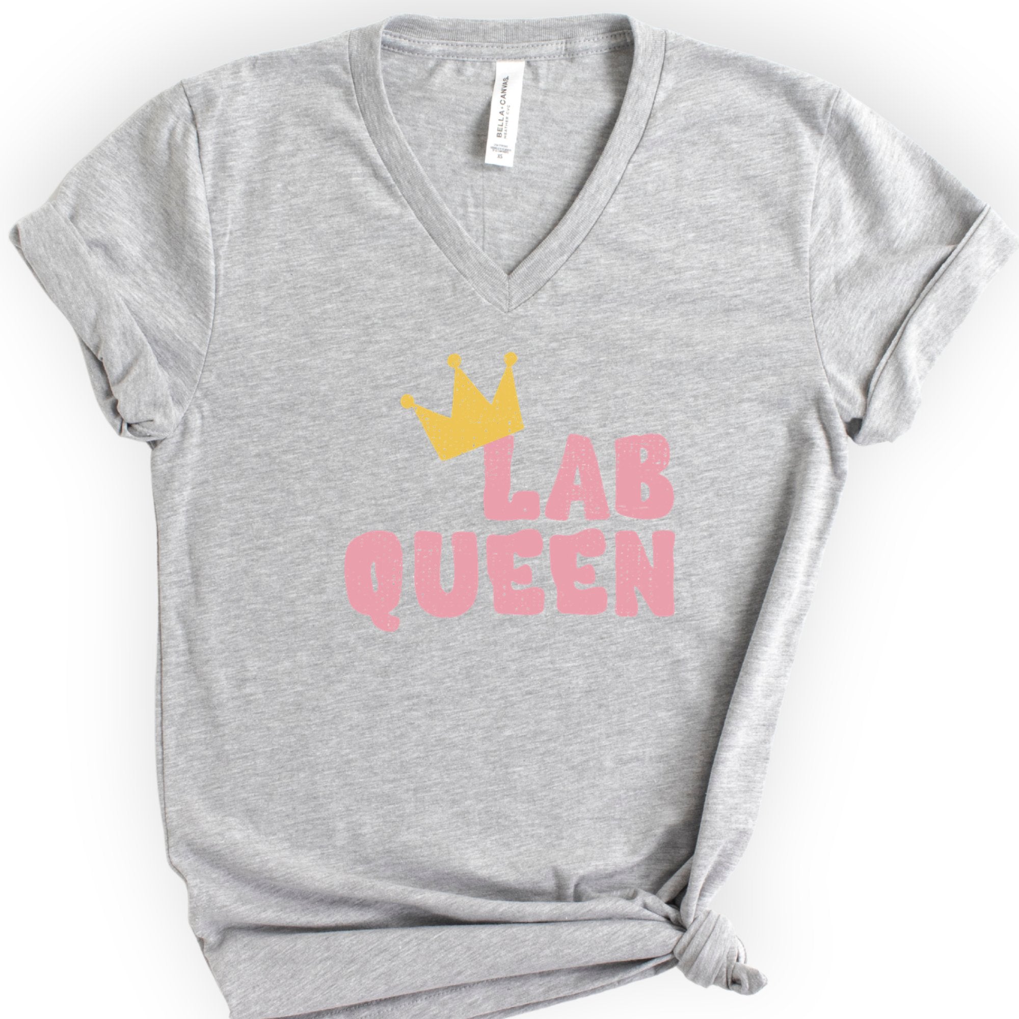 Lab Queen v-neck t-shirt — Athletic Heather