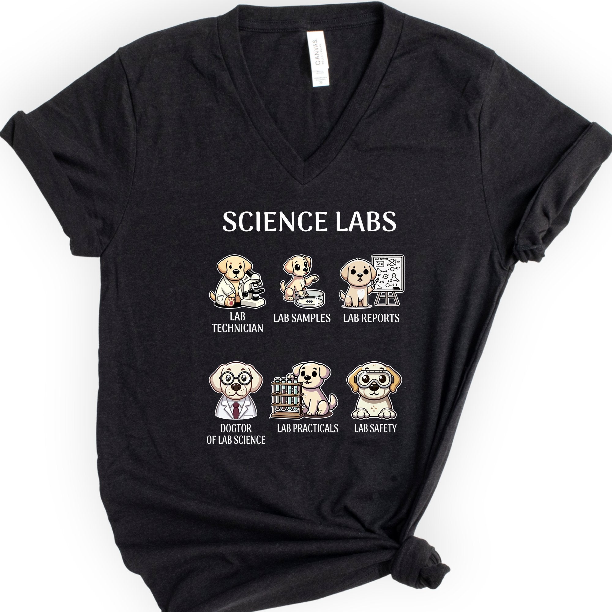 Lab Research Dogs v-neck t-shirt — Black