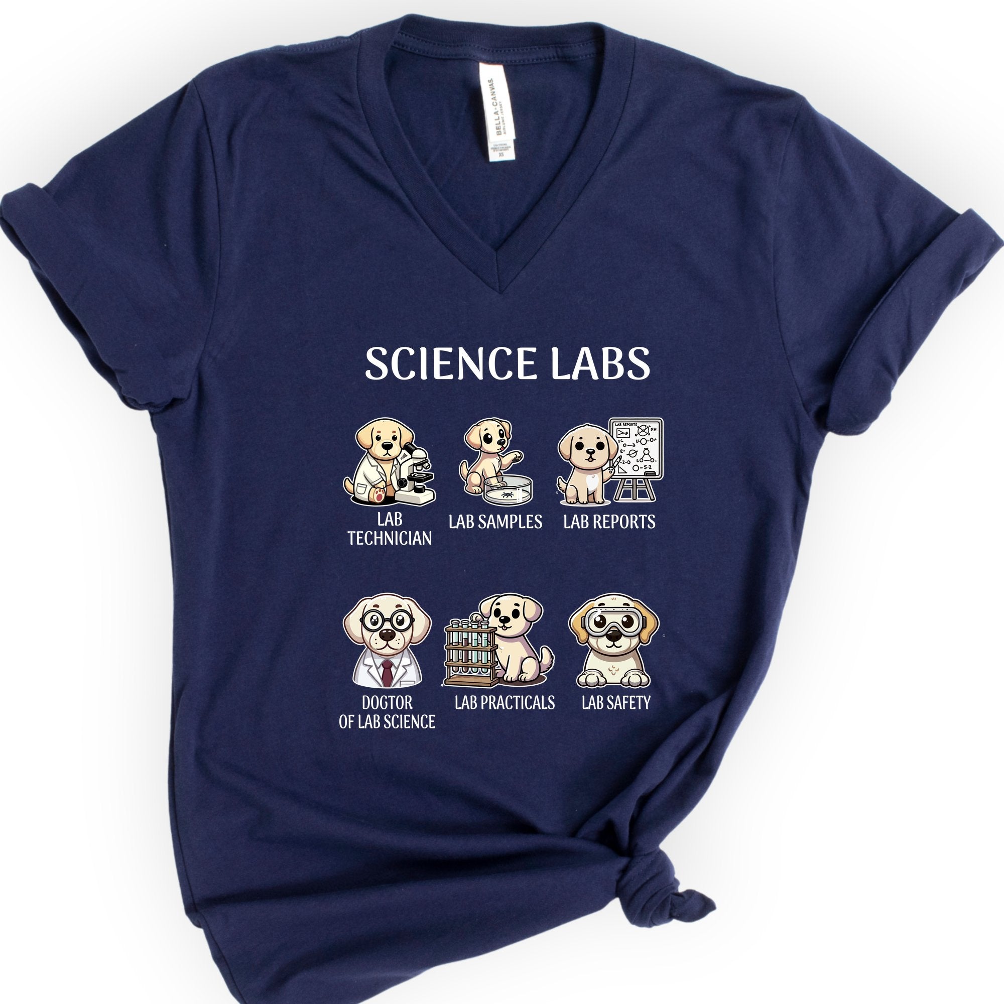 Lab Research Dogs v-neck t-shirt — Navy