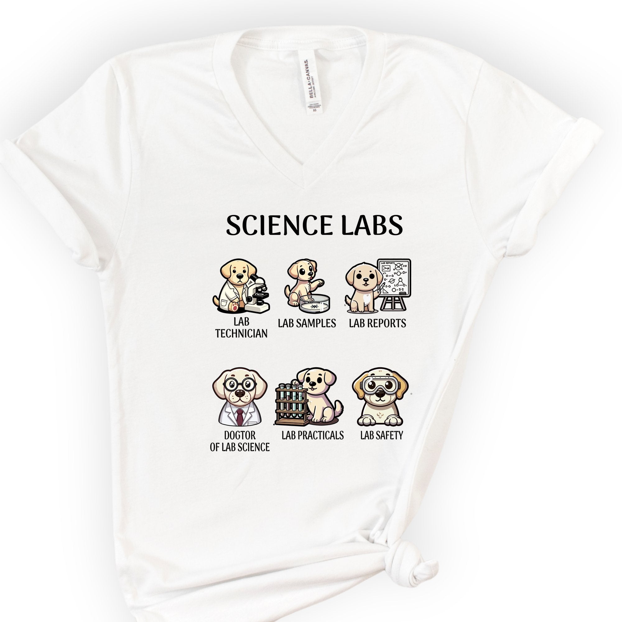 Lab Research Dogs v-neck t-shirt — White