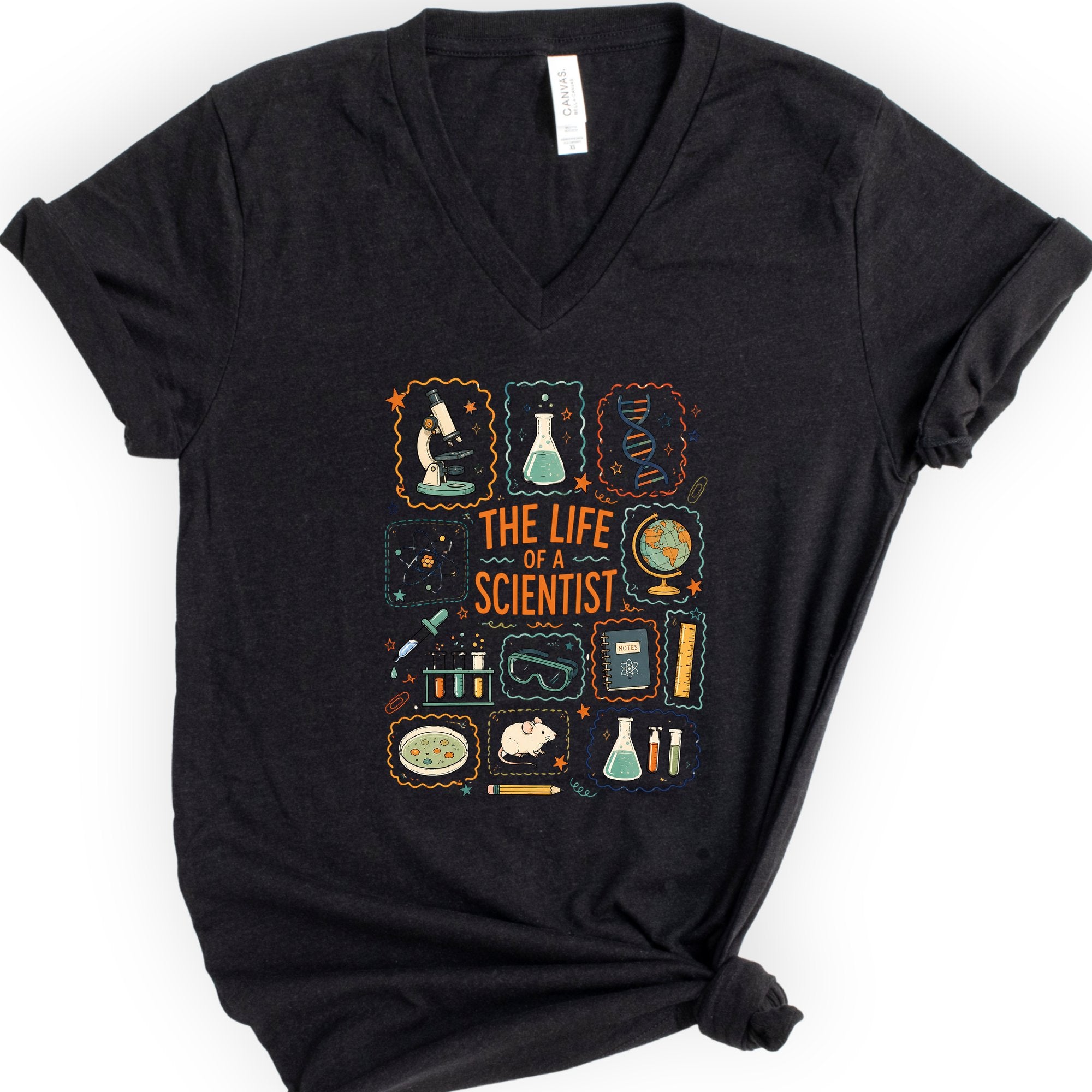 The Life Of A Scientist v-neck t-shirt — Black