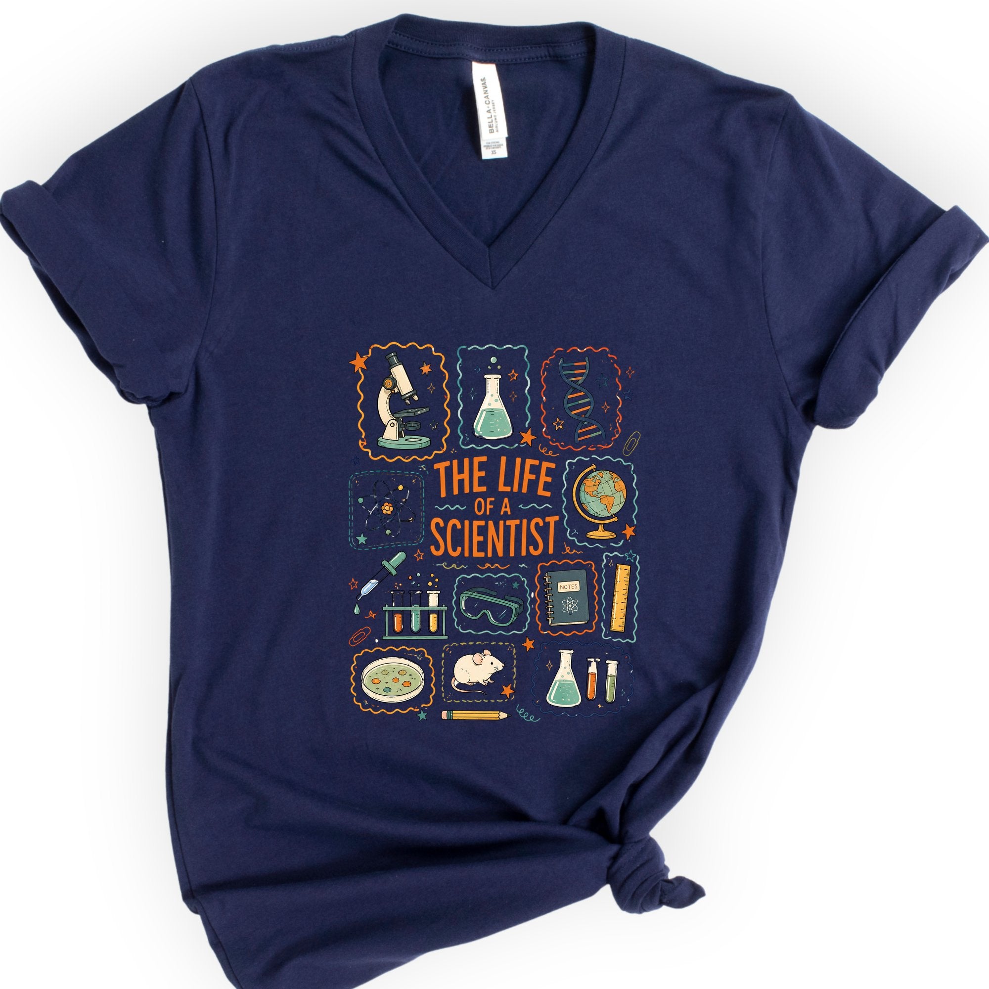 The Life Of A Scientist v-neck t-shirt — Navy