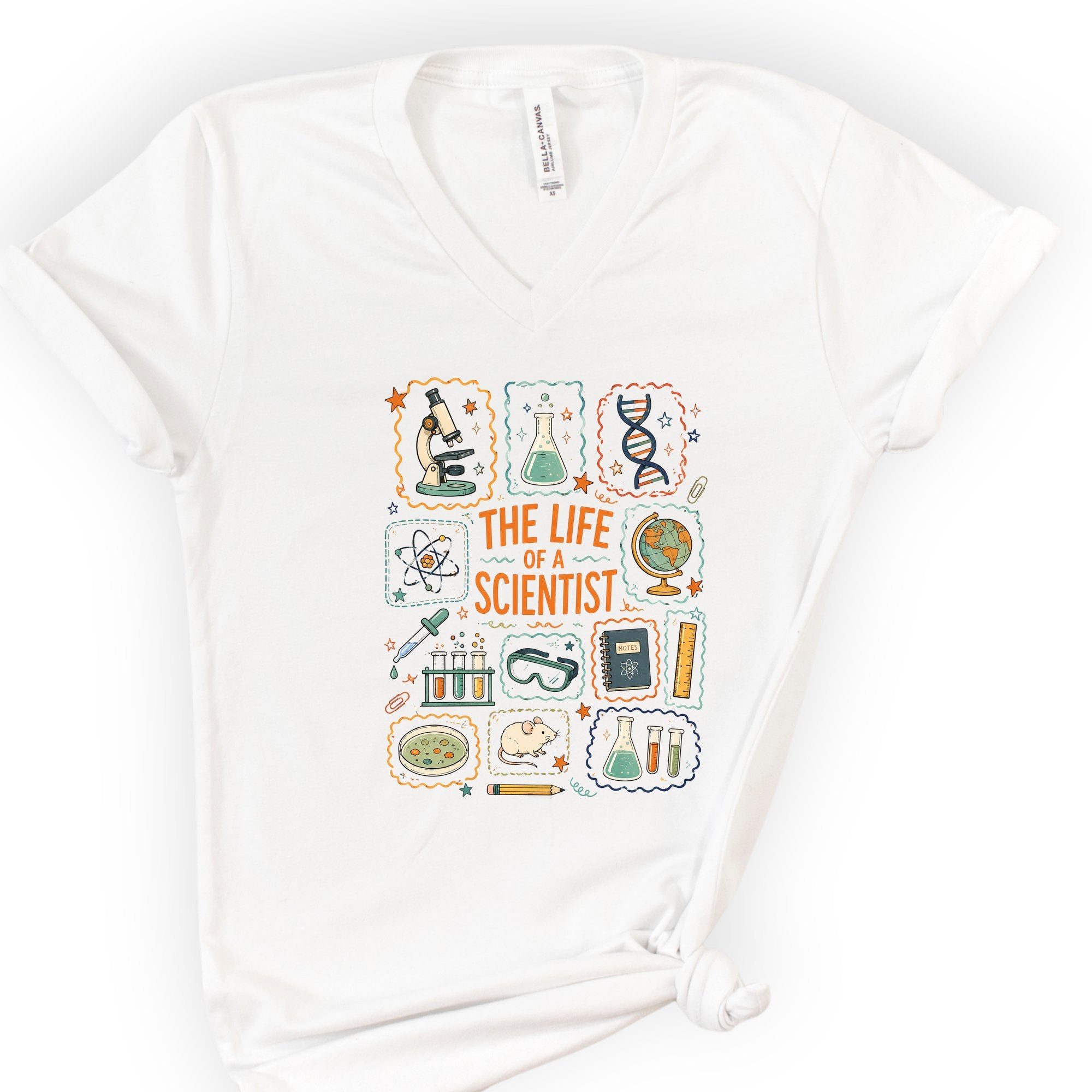 The Life Of A Scientist v-neck t-shirt — White