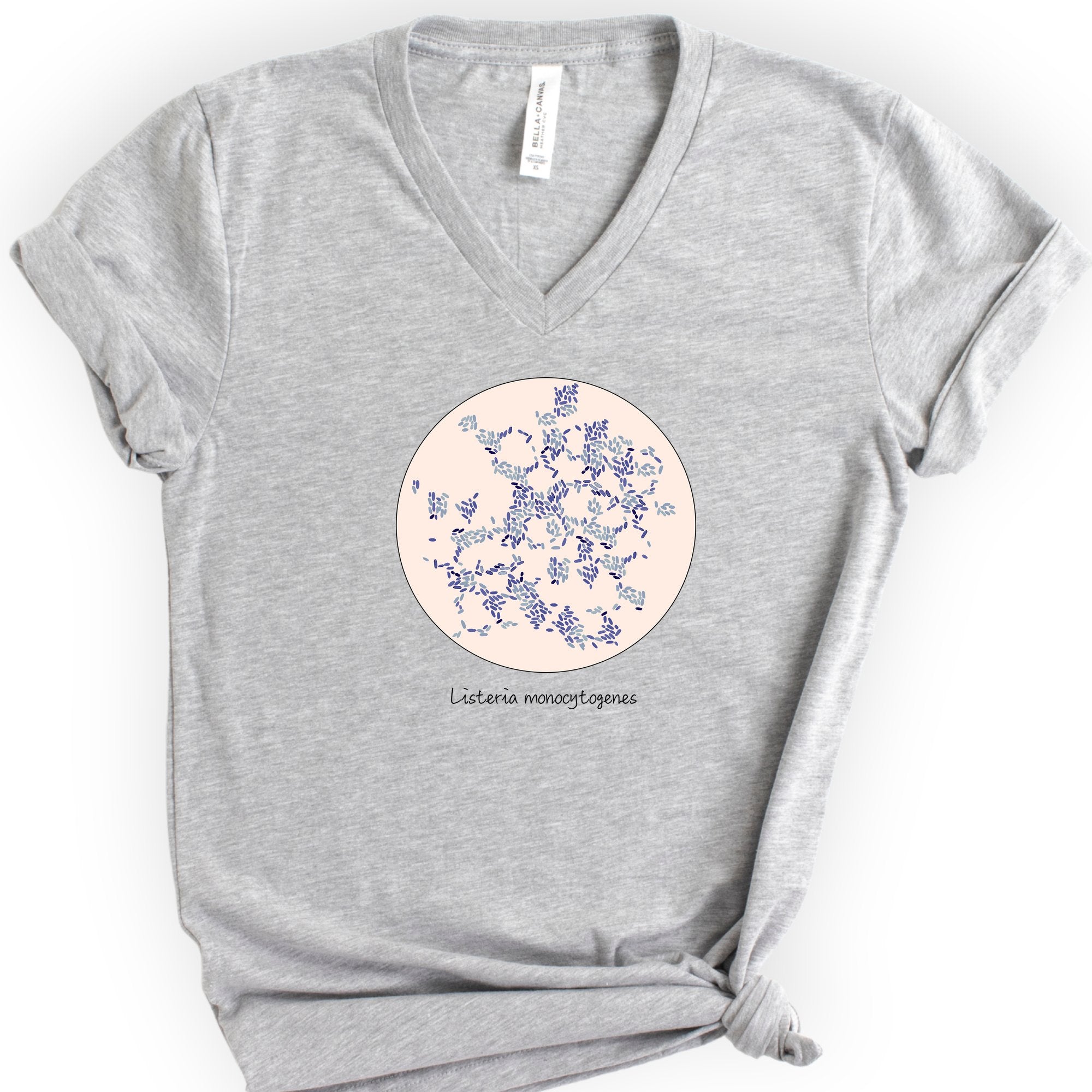 Listeria Monocytogenes v-neck t-shirt — Athletic Heather