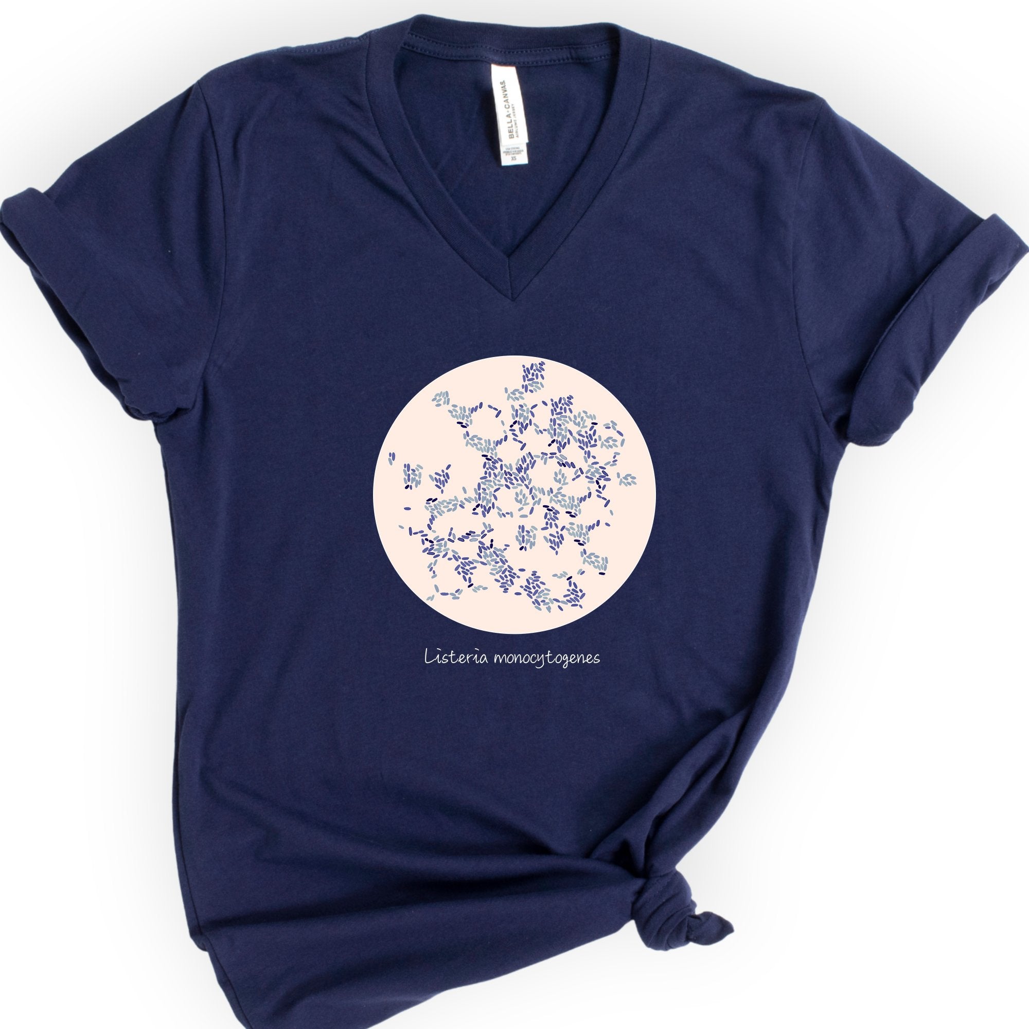 Listeria Monocytogenes v-neck t-shirt — Navy