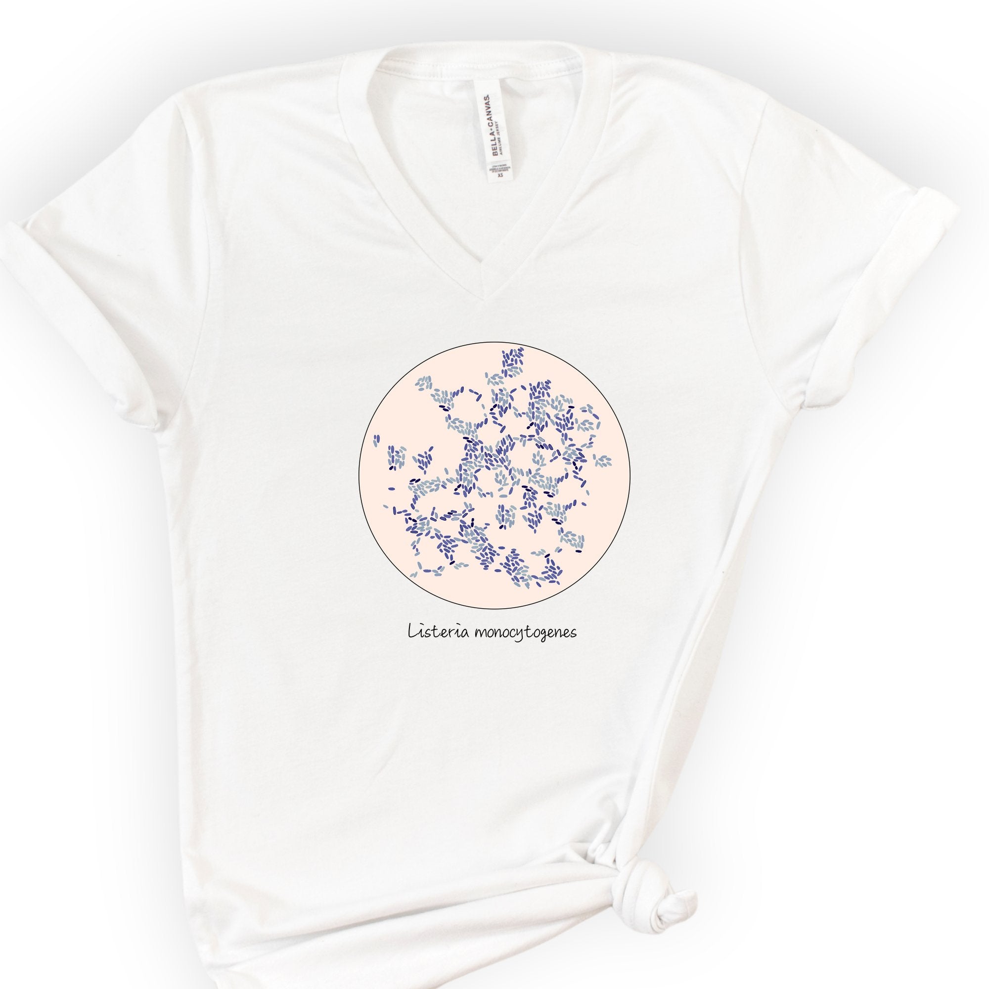 Listeria Monocytogenes v-neck t-shirt — White